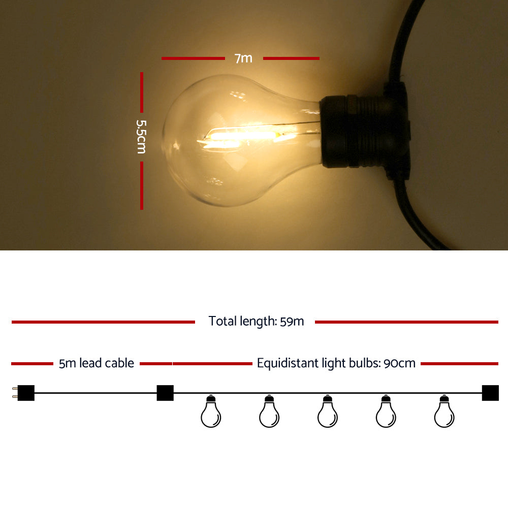 Jingle Jollys 59m Festoon String Lights LED Outdoor Wedding Party Garden Decor-1