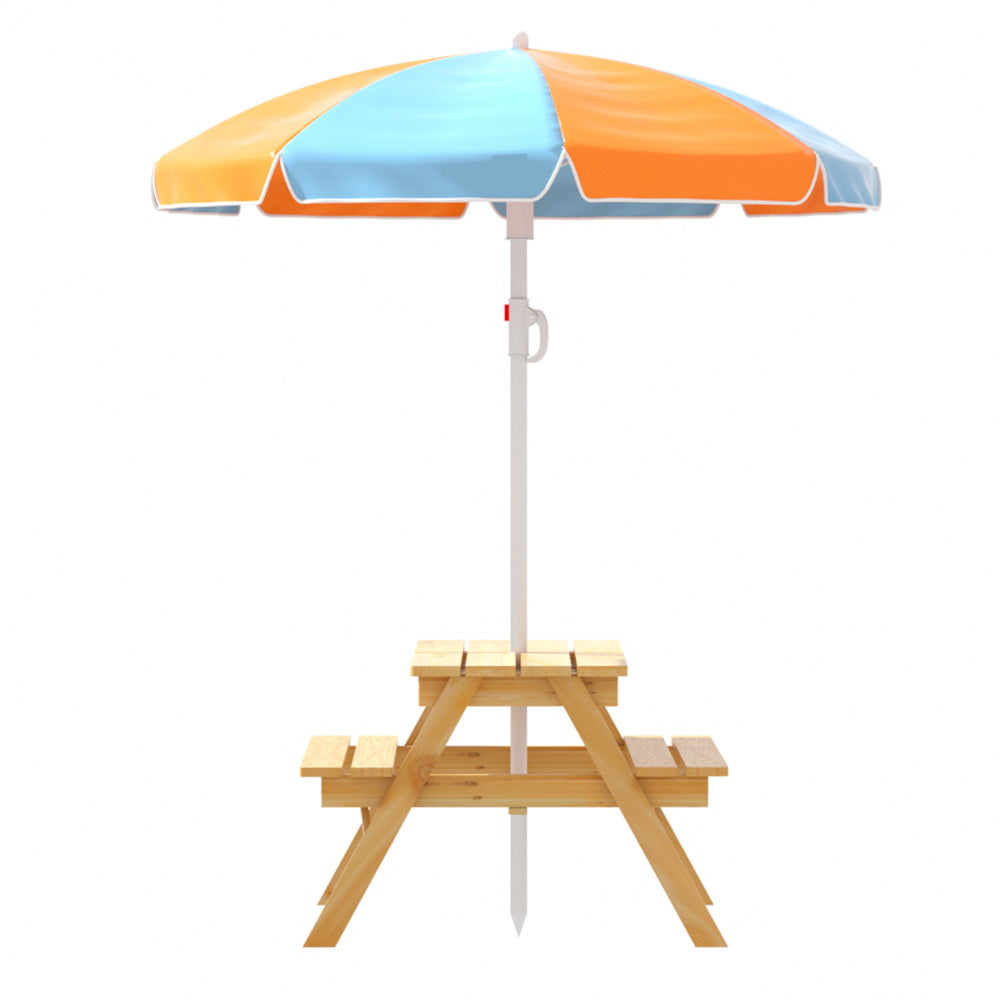 Keezi Kids Outdoor Table and Chairs Picnic Bench Set Umbrella Water Sand Pit Box-3