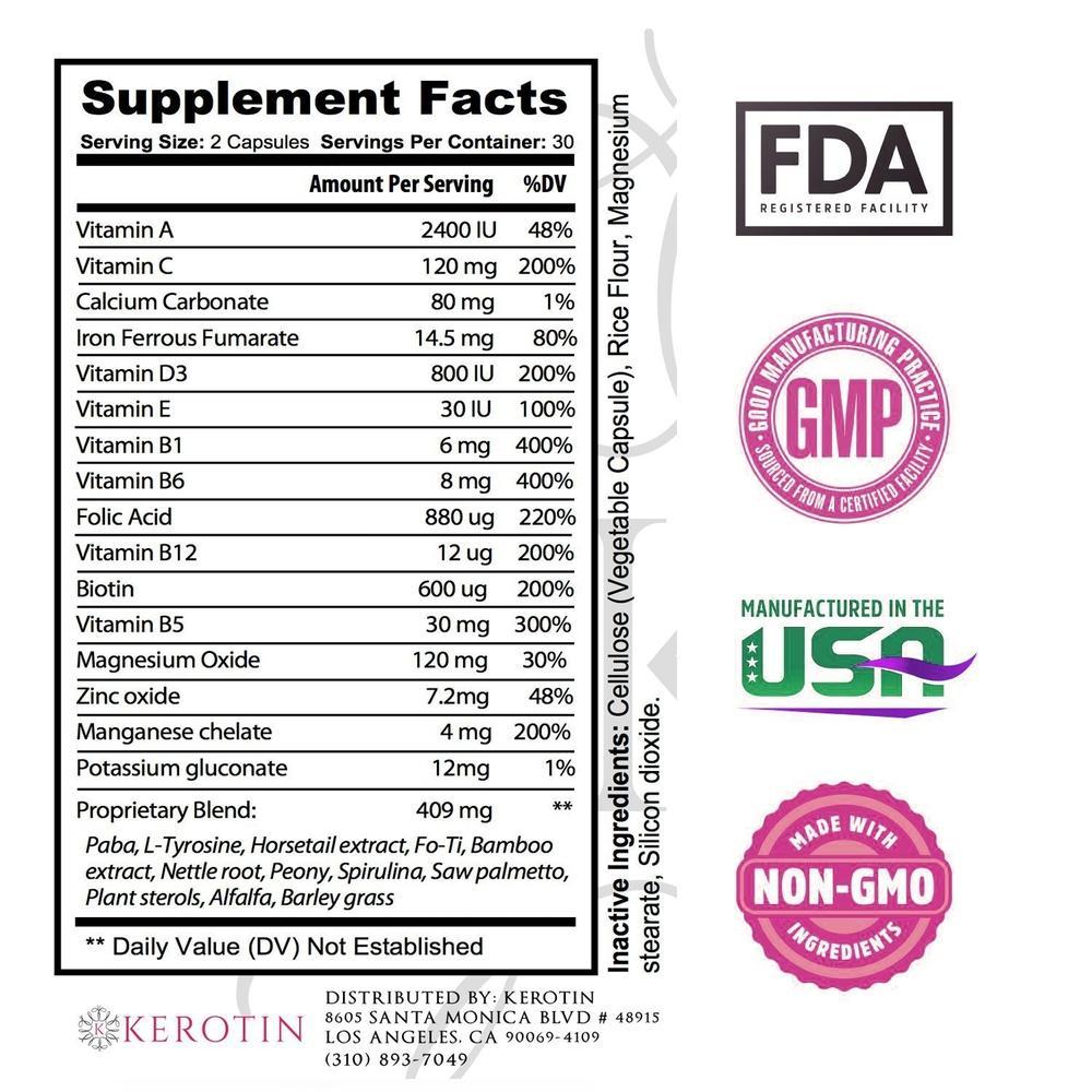 Kerotin Hair Growth Vitamin Supplements - Biotin and Keratin Capsules-2