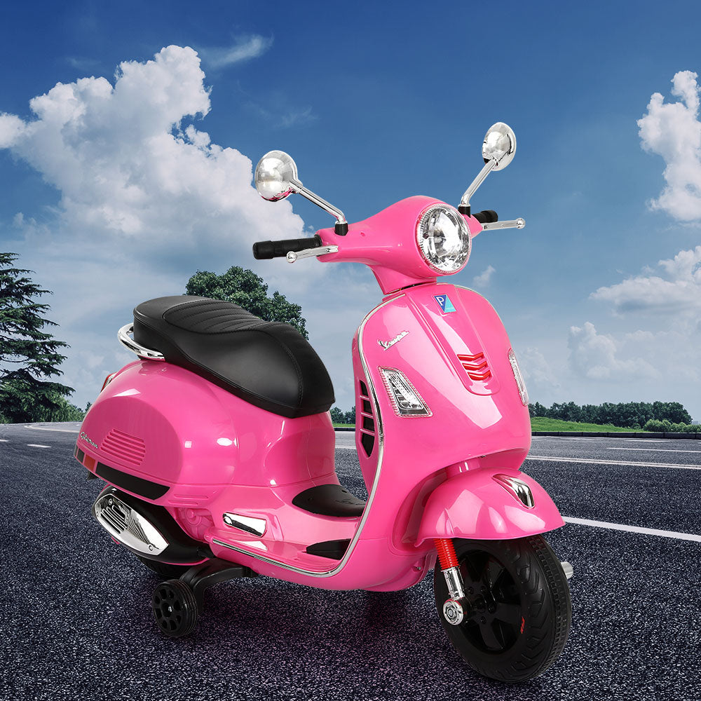 Kids Ride On Car Motorcycle Motorbike VESPA Licensed Scooter Electric Toys Pink-5
