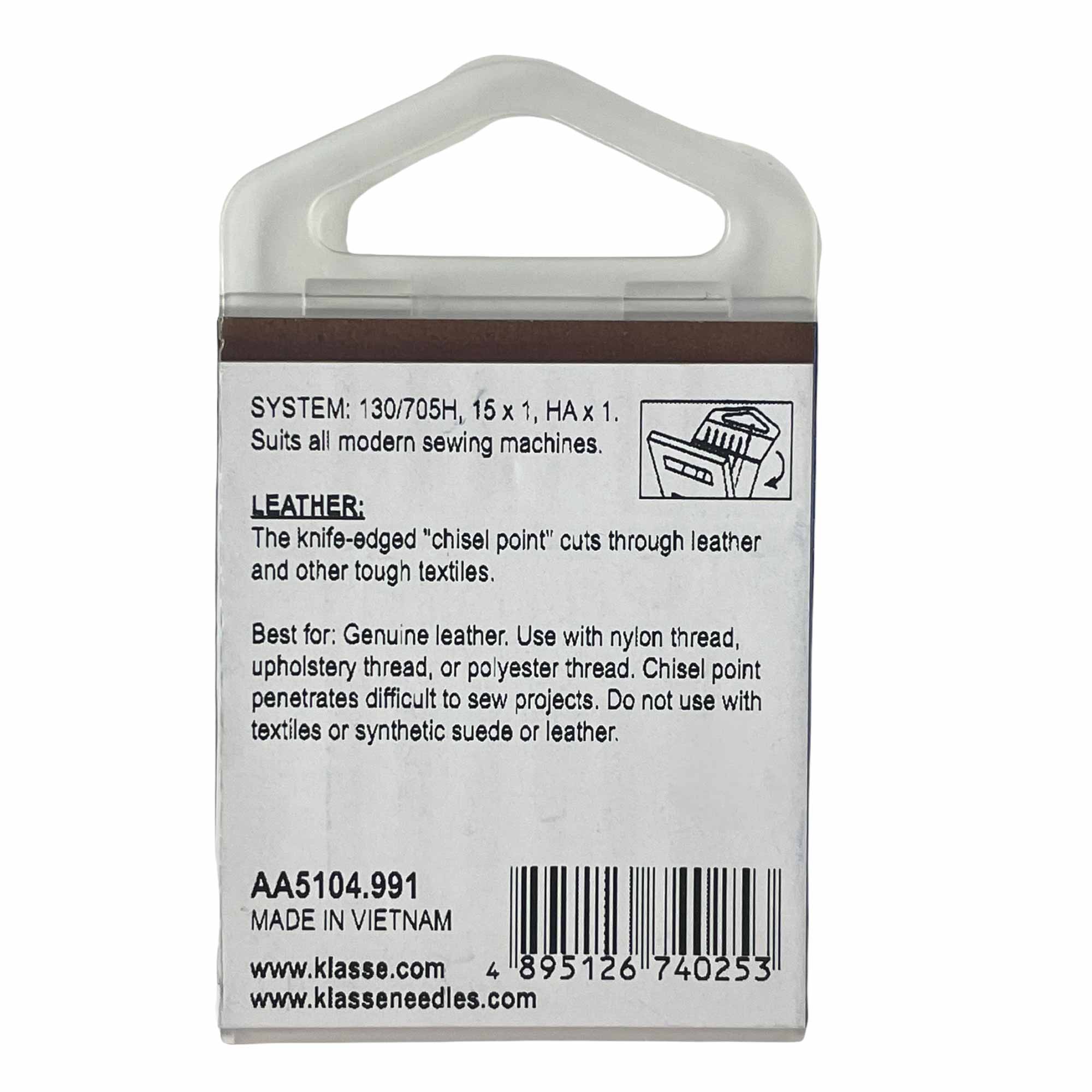 Klasse 80/90 Leather Sewing Machine Needles Assorted Sizes 6 Pack Chisel Point-3
