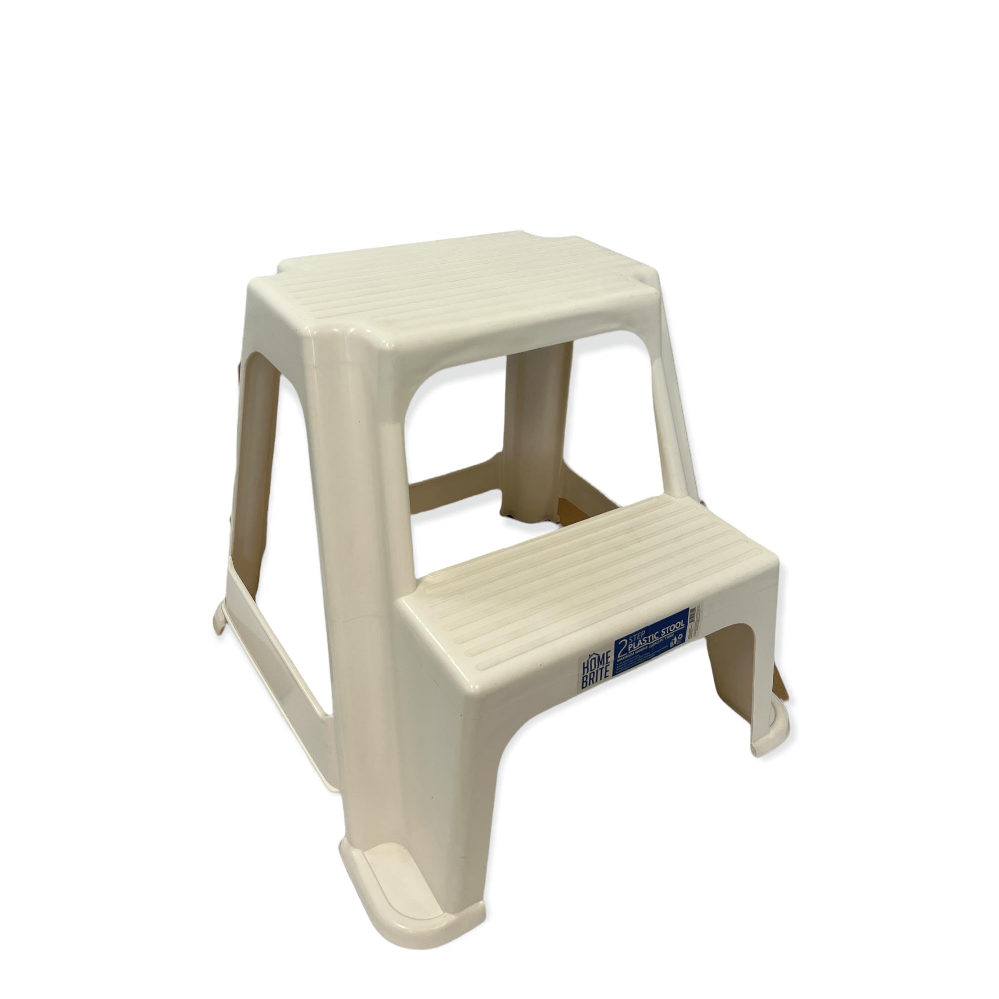 Large Two Step Stool 41cm White Plastic Foot Stairs Step Ladder-2