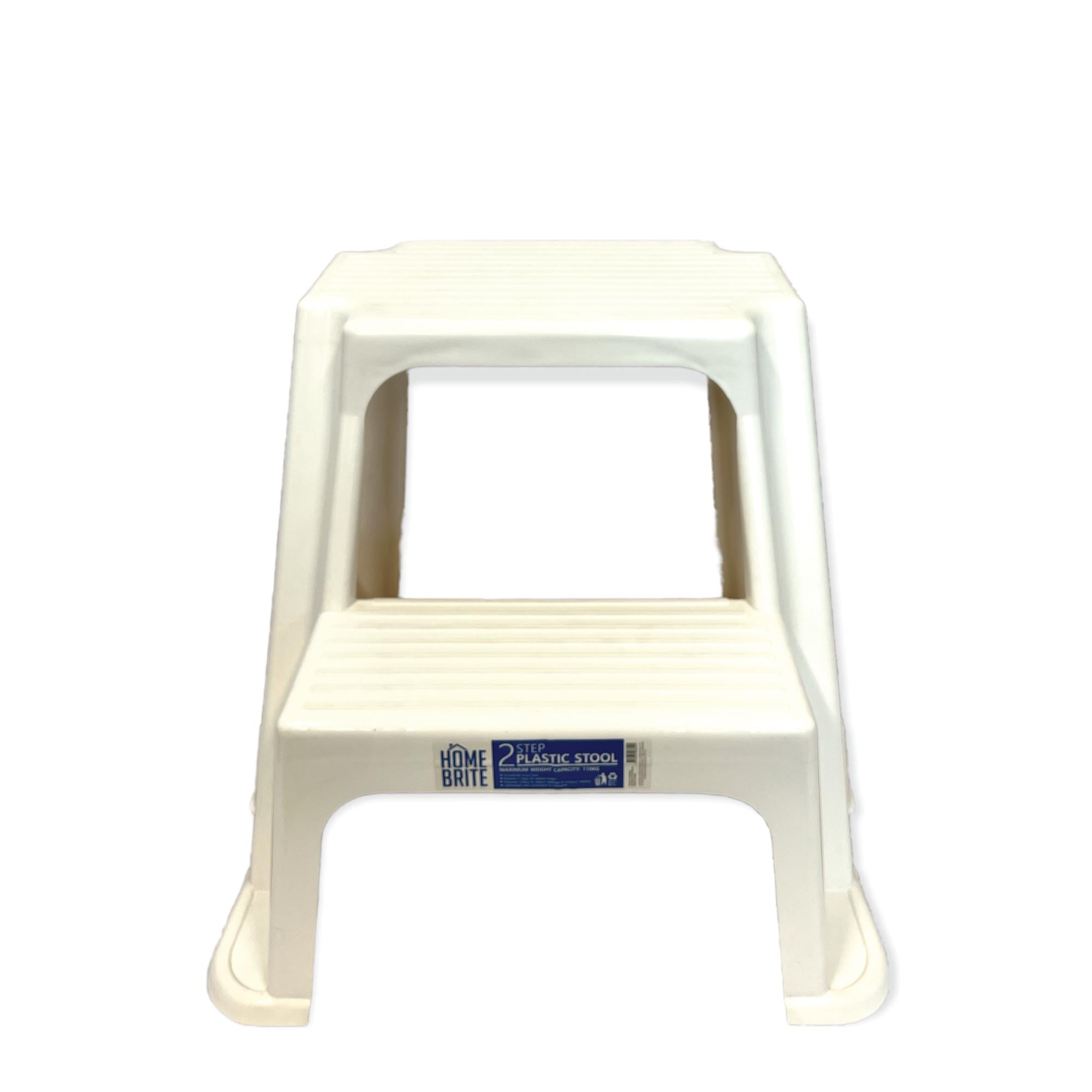 Large Two Step Stool 41cm White Plastic Foot Stairs Step Ladder-0