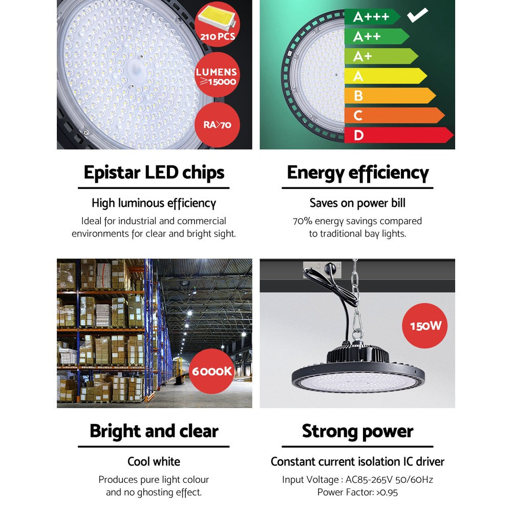 Leier LED High Bay Lights Light 150W Industrial Workshop Warehouse Gym BK-6