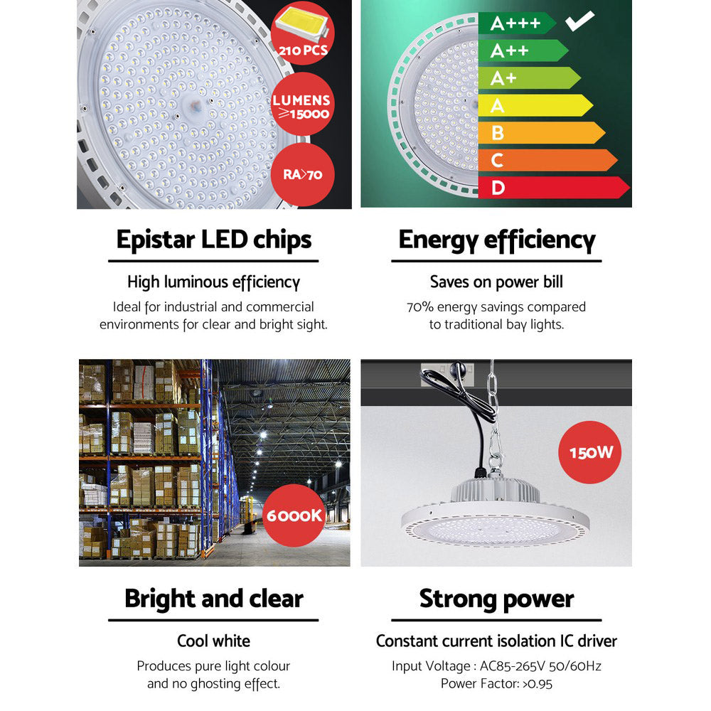Leier LED High Bay Lights Light 150W Industrial Workshop Warehouse Gym WH-6