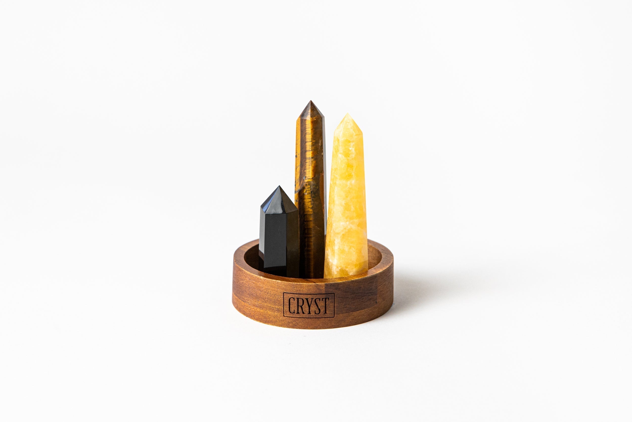 Leo Crystal Trio - Tiger's Eye, Orange Calcite + Onyx-3