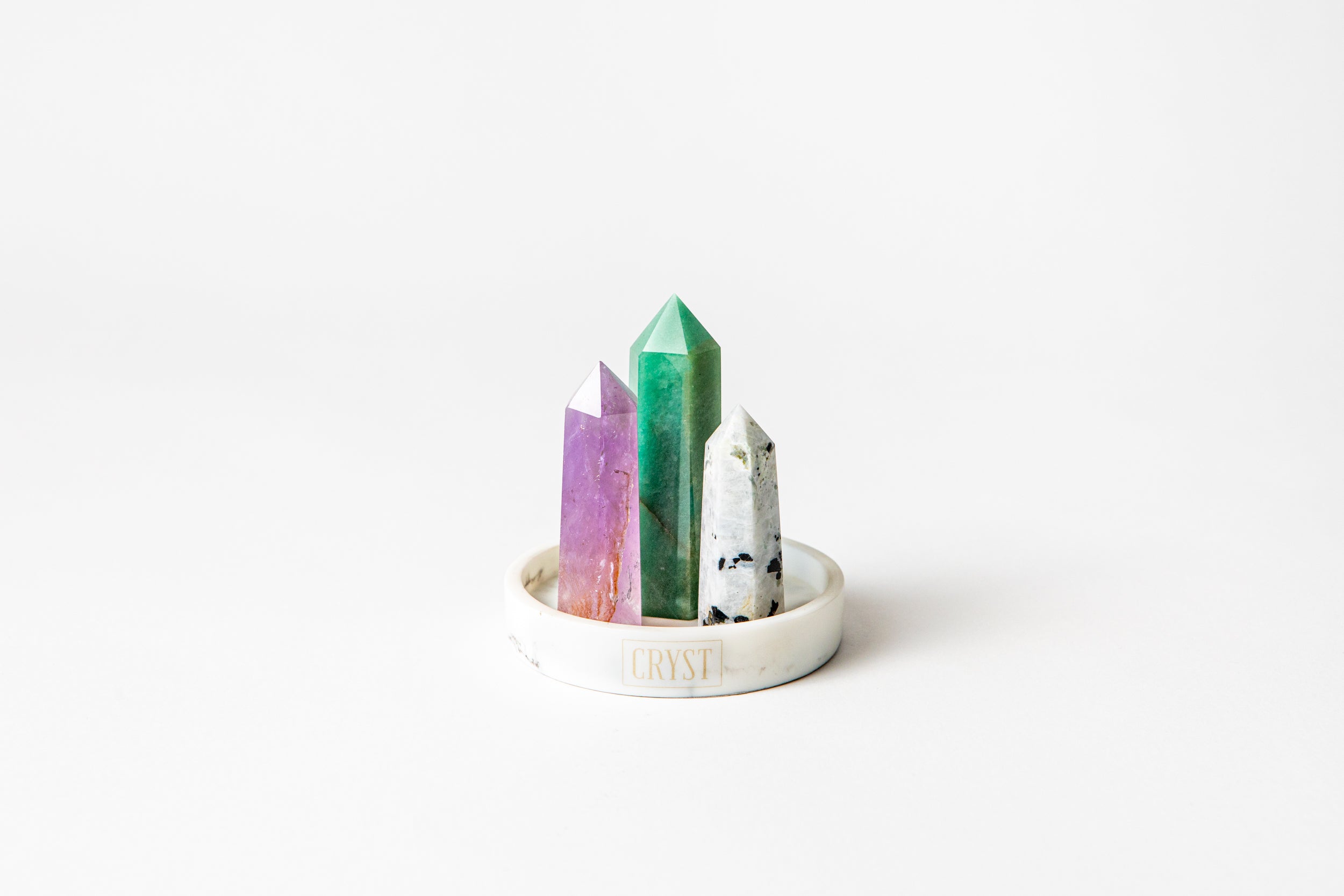 Libra Crystal Trio - Green Aventurine, Ametrine + Rainbow Moonstone-2