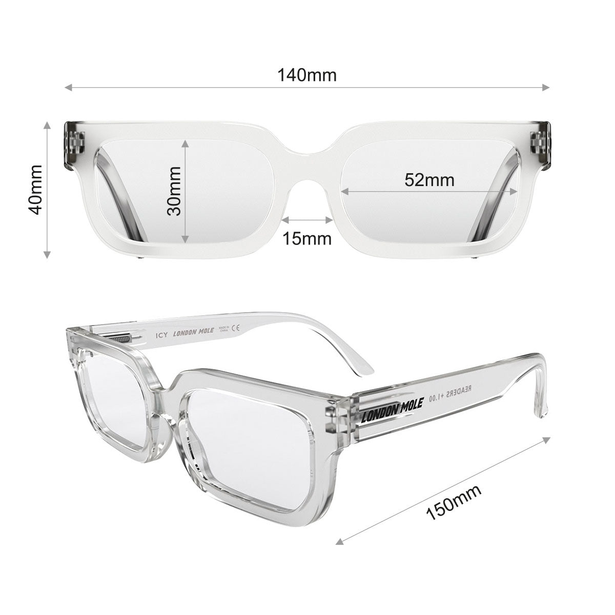 London Mole Icy Blue Blocker Glasses Transparent-4