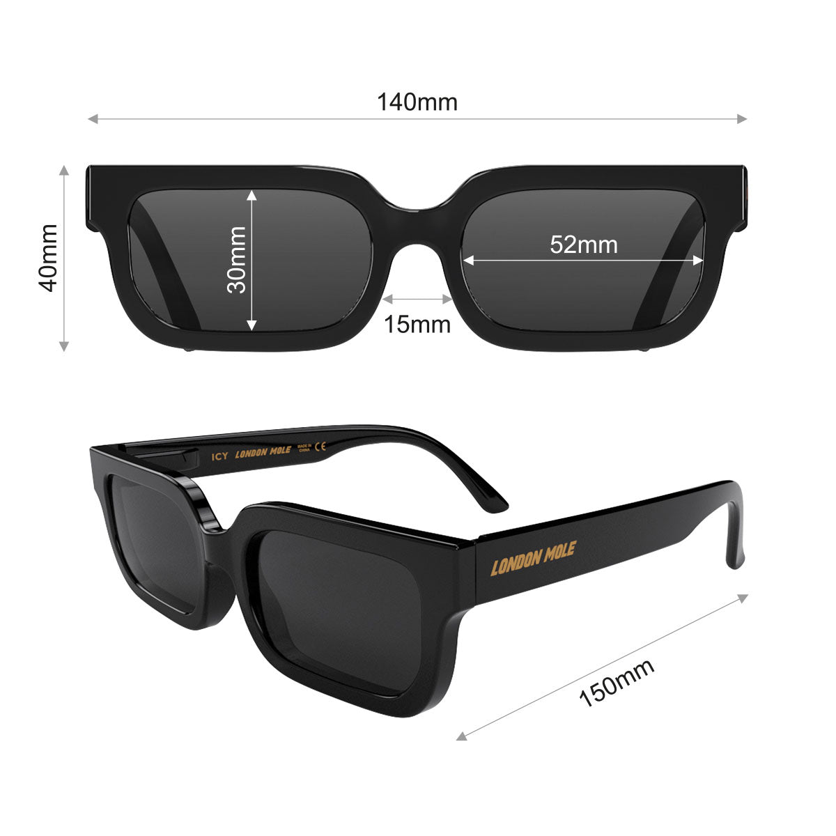 London Mole Icy Sunglasses Gloss Black / Black-4