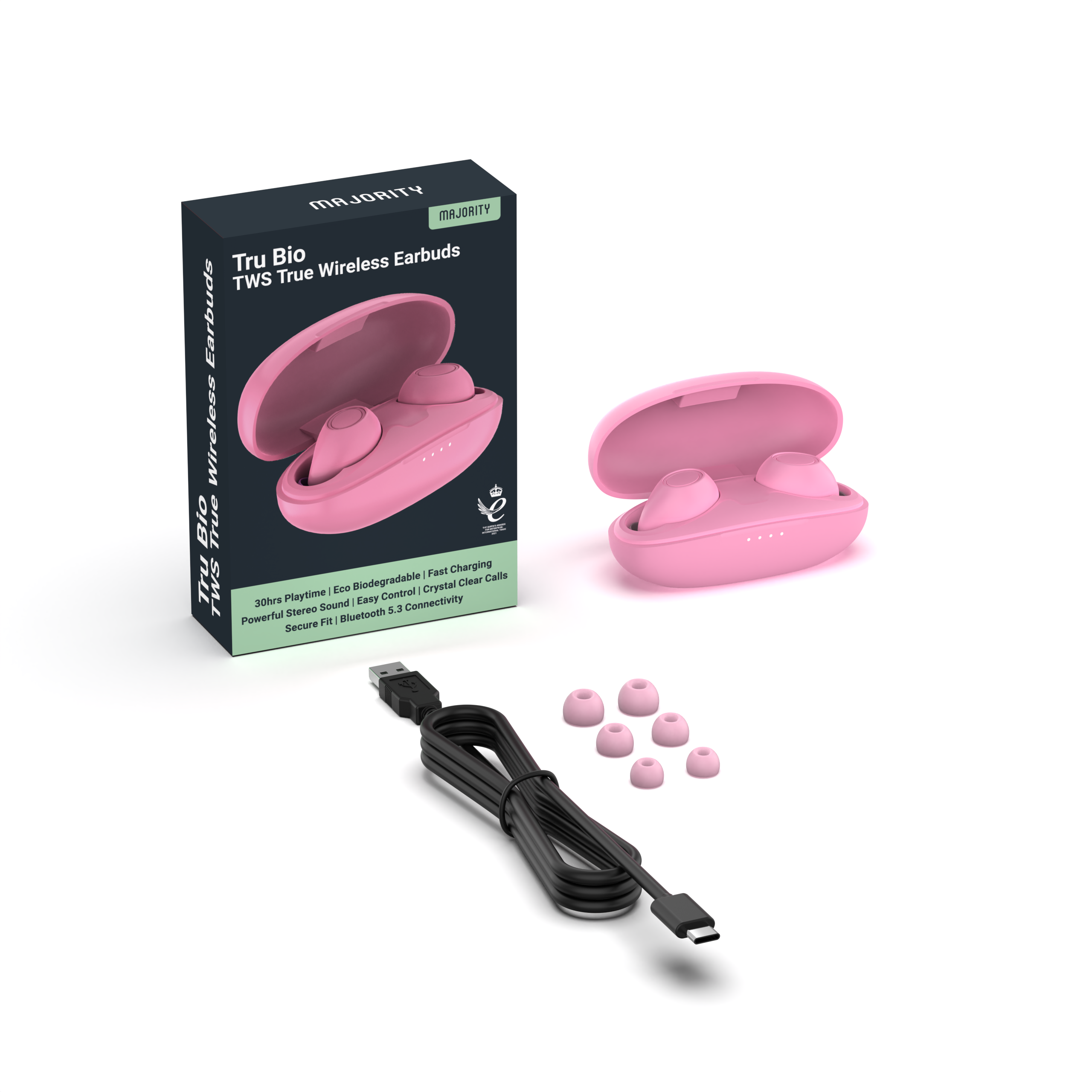 Majority Tru Bio TWS Earphones - Pink-2