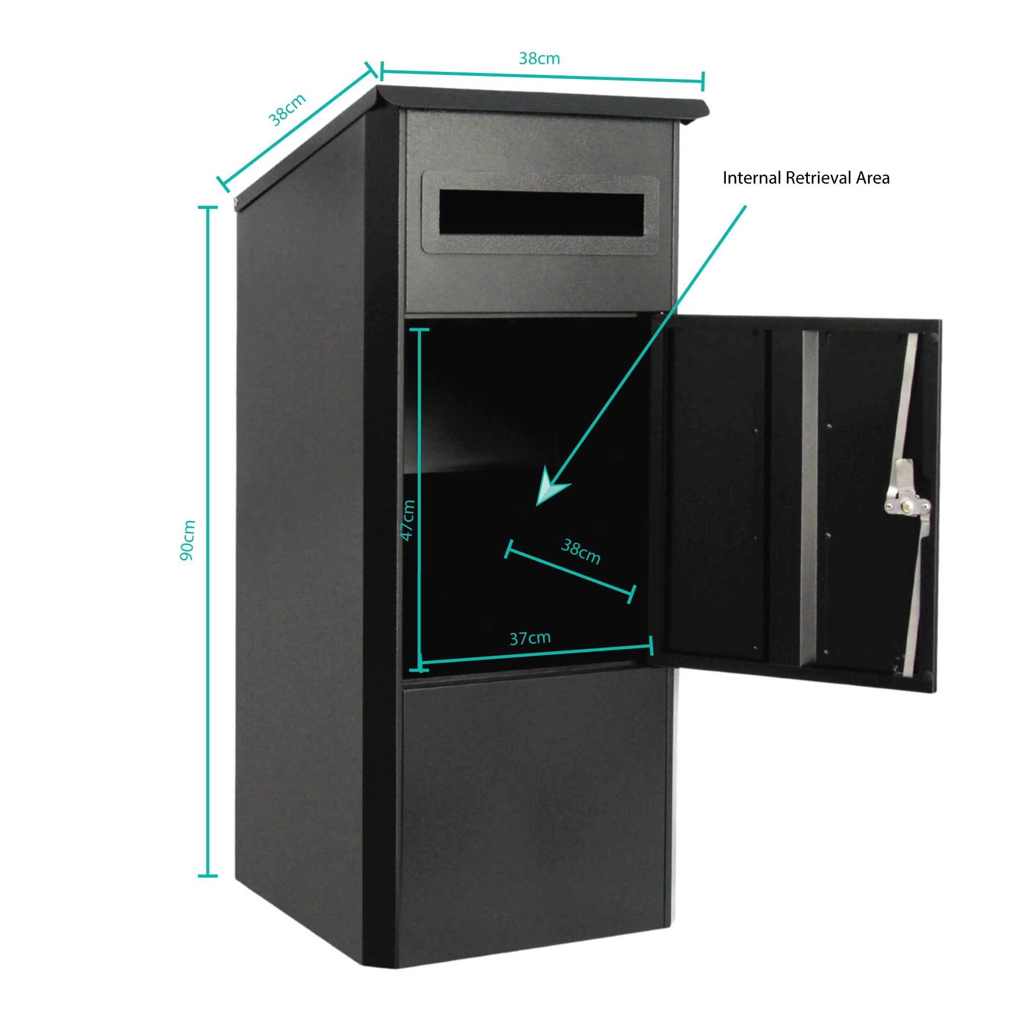 Parcel Delivery Drop Box Mailbox - Secure Home Package Post Locker 38x38x90cm-3