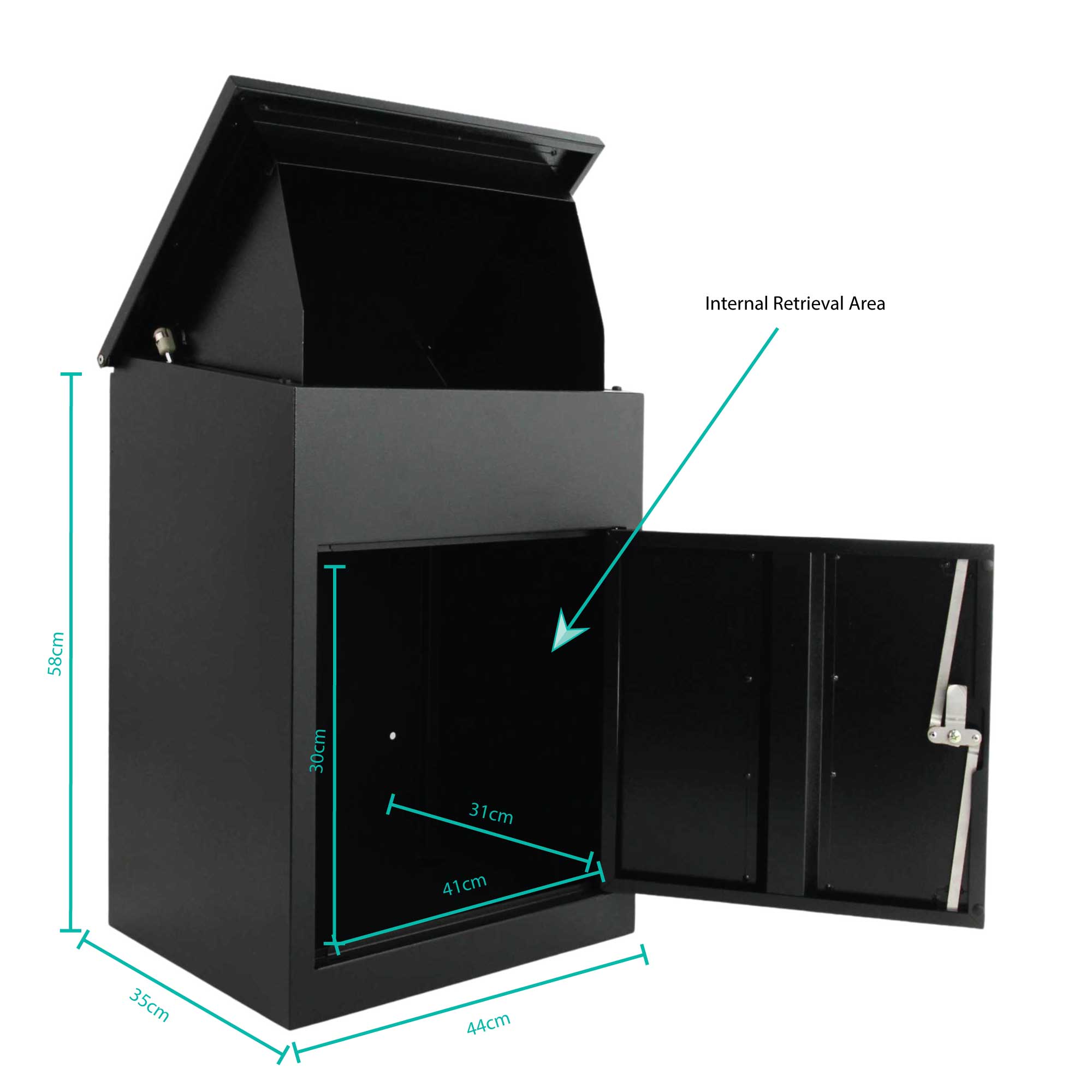 Parcel Delivery Drop Box Mailbox - Secure Home Package Post Locker 44x35x58cm-3