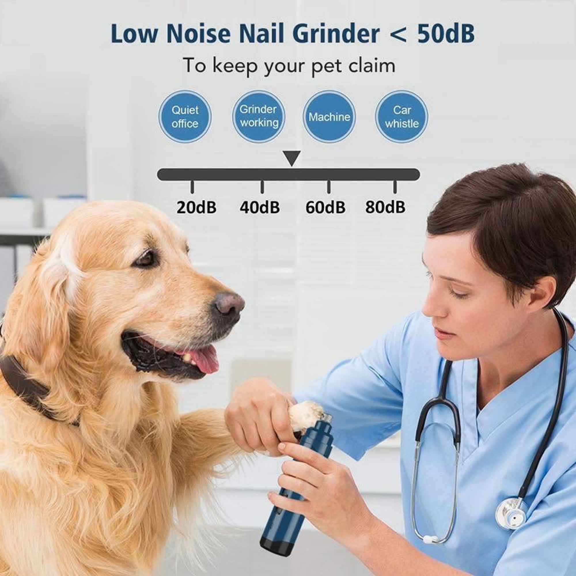 Pet Nail Grinder Dog Cat Electric Trimmer 2 Speed Rechargeable Claw Filer N10-12