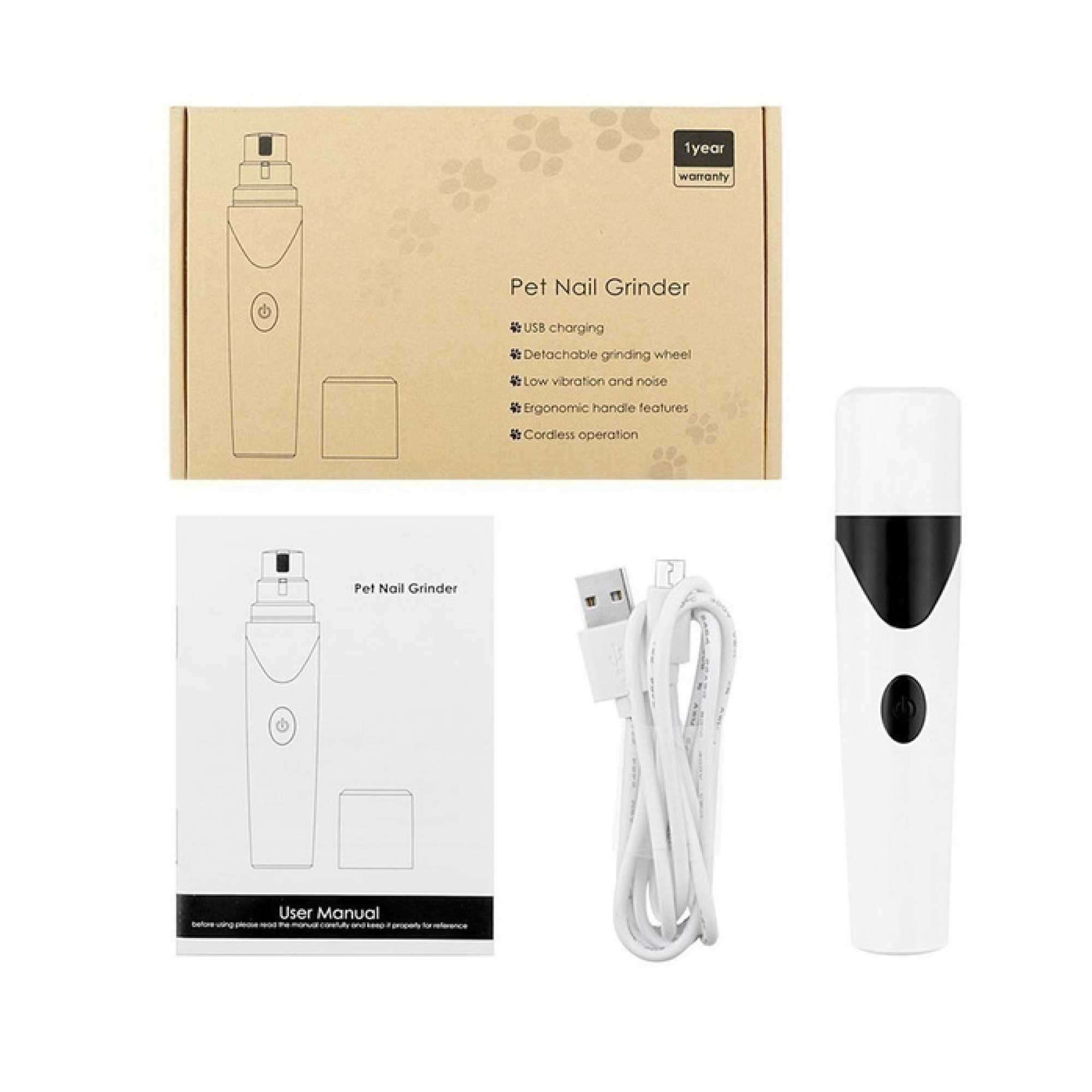 Pet Nail Grinder Dog Cat Electric Trimmer Rechargeable Clipper Claw Filer N8-11