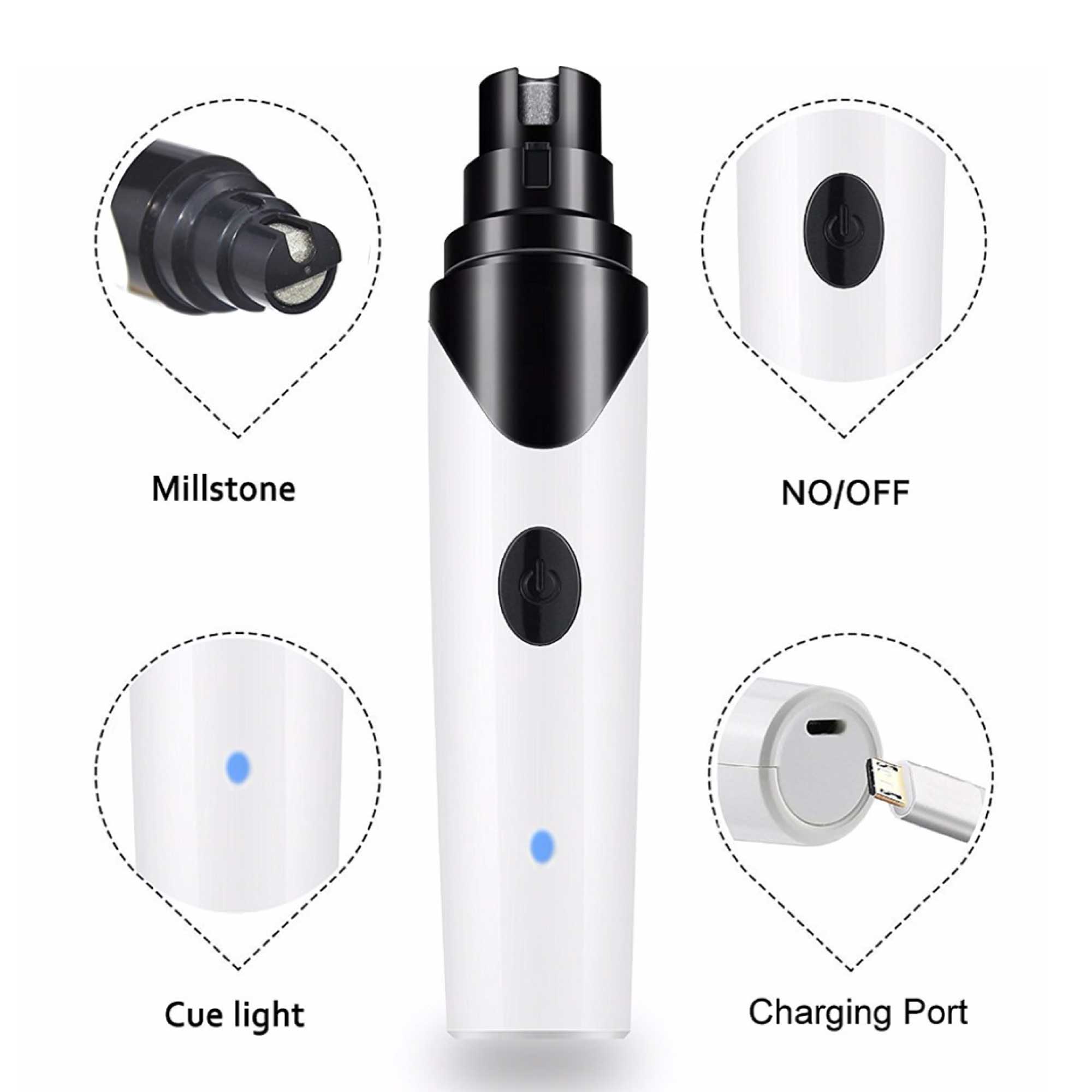 Pet Nail Grinder Dog Cat Electric Trimmer Rechargeable Clipper Claw Filer N8-2