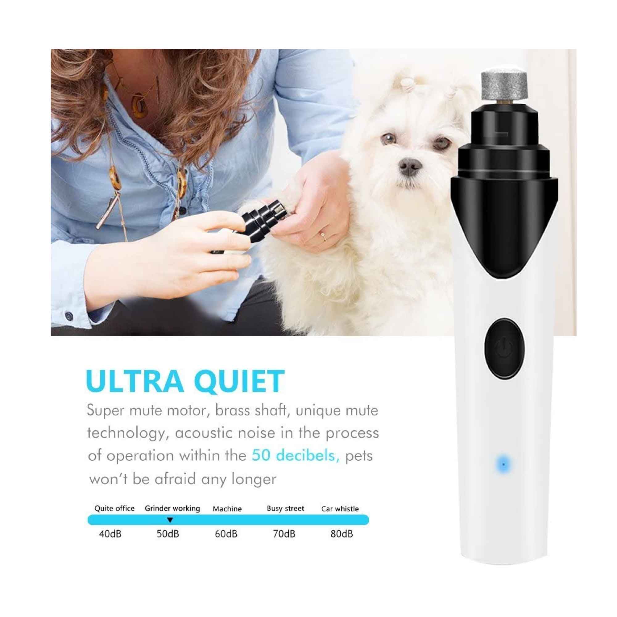 Pet Nail Grinder Dog Cat Electric Trimmer Rechargeable Clipper Claw Filer N8-8