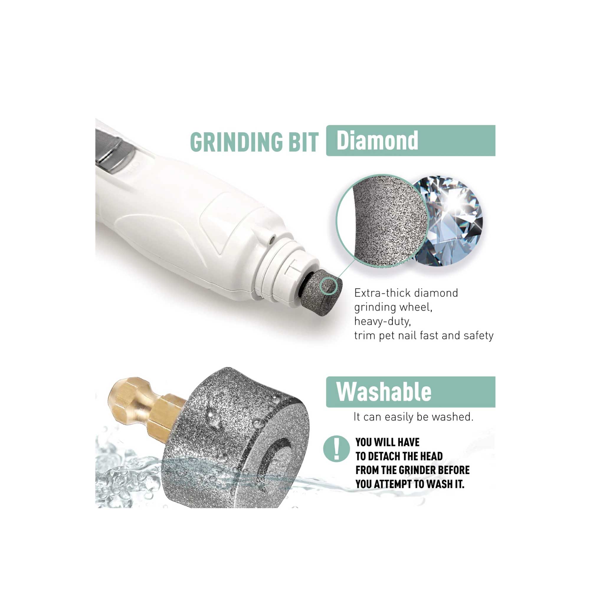 Pet Nail Grinder Head Coarse Filing Replacement Diamond Wheel For Dog Trimmer-3