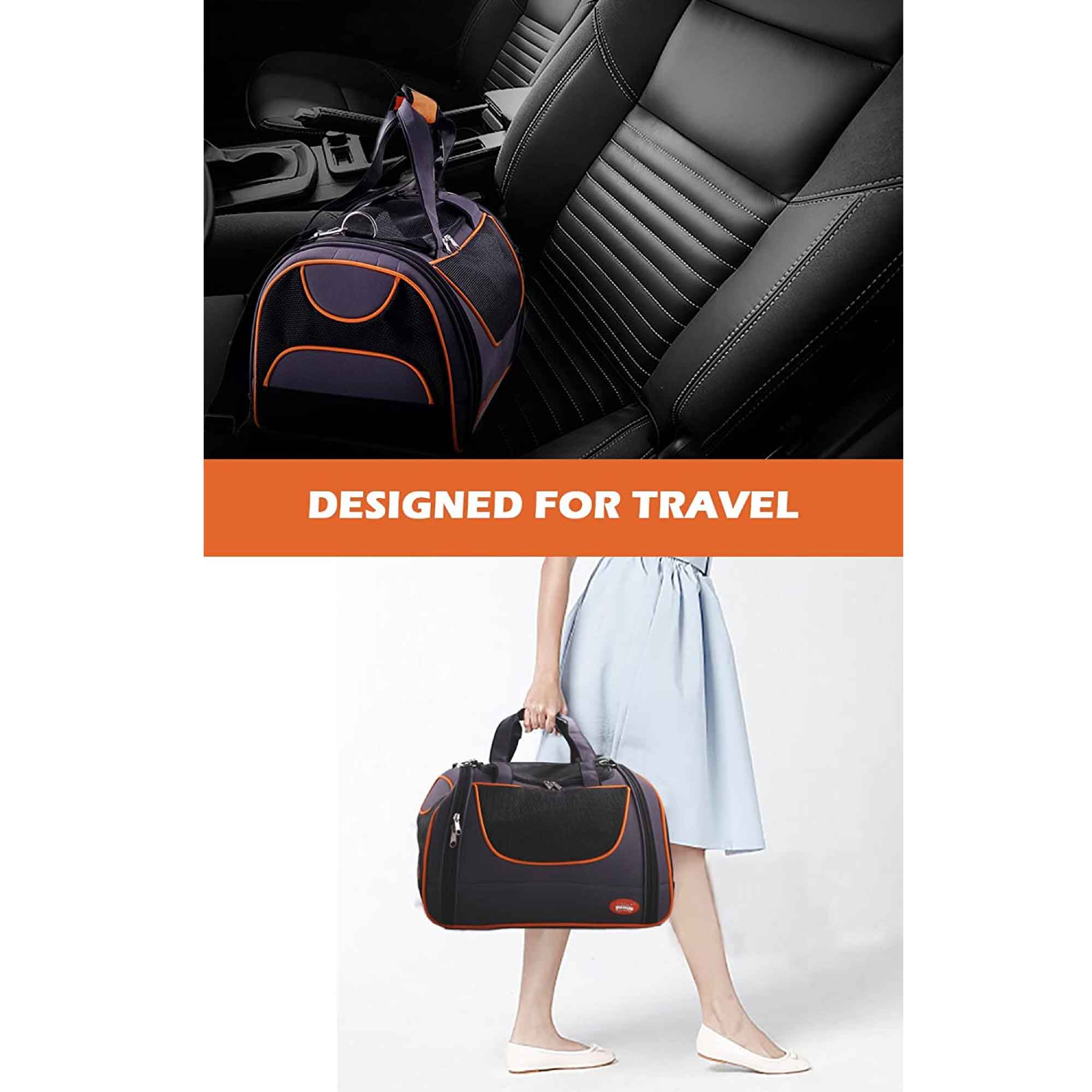 Pet Travel Bag Dog Cat Puppy Portable Foldable Carrier Large Shoulder Orange Cage-1