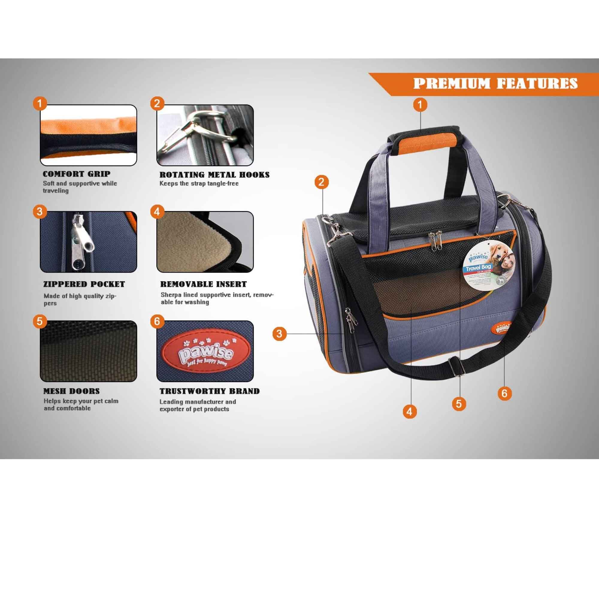 Pet Travel Bag Dog Cat Puppy Portable Foldable Carrier Large Shoulder Orange Cage-2