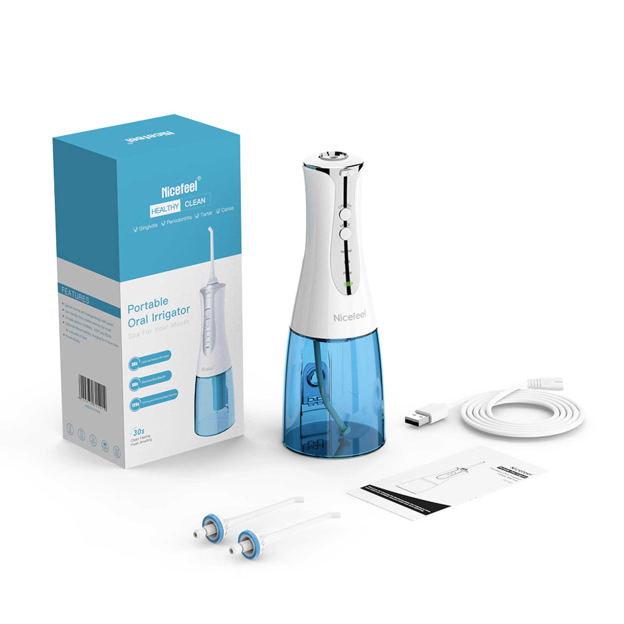 Portable Cordless Oral Teeth Irrigator 320ml - Dental Massage Flosser Rechargeable-5