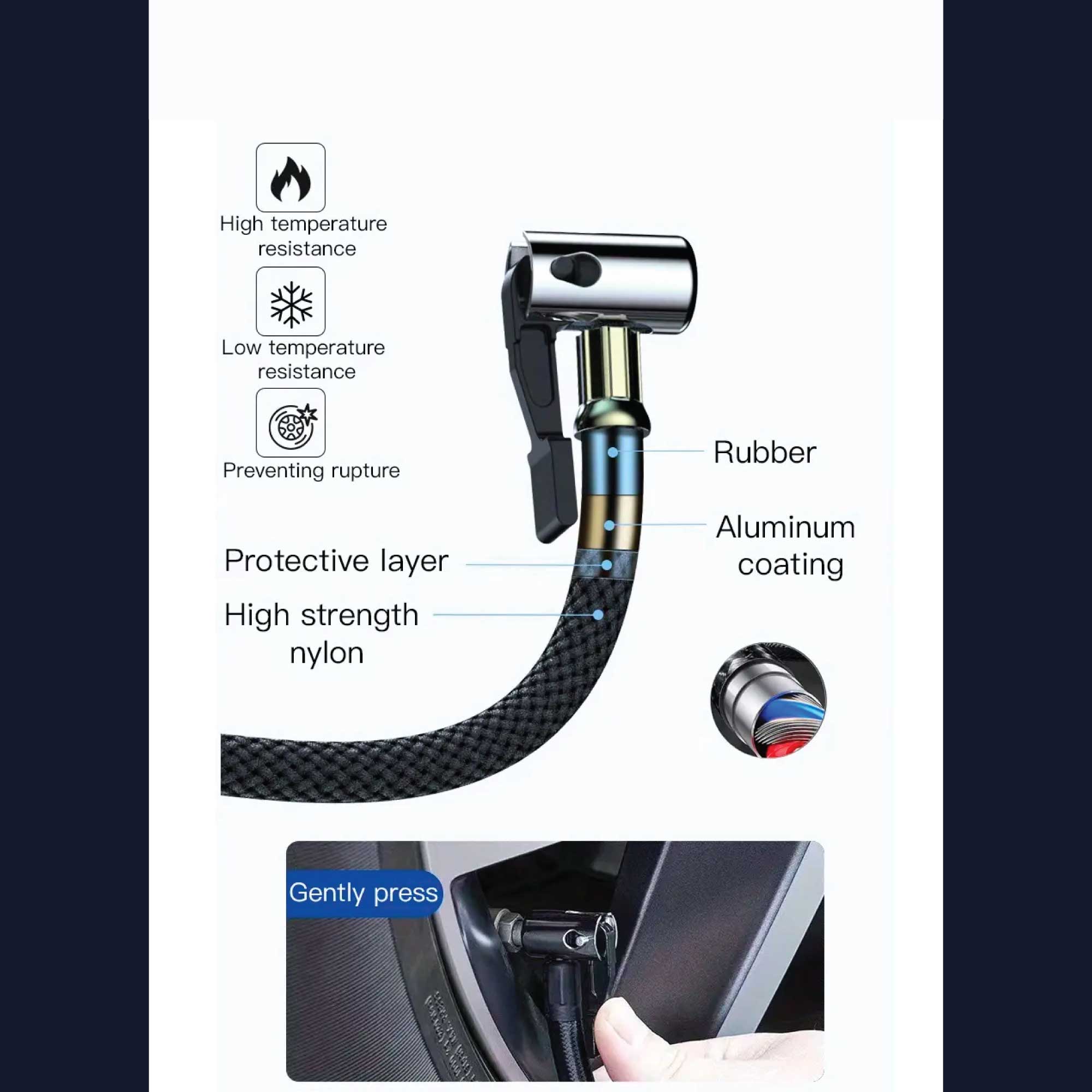 Portable Tyre Inflator - Rechargeable Car Bike Tire Air Pump Compressor-11