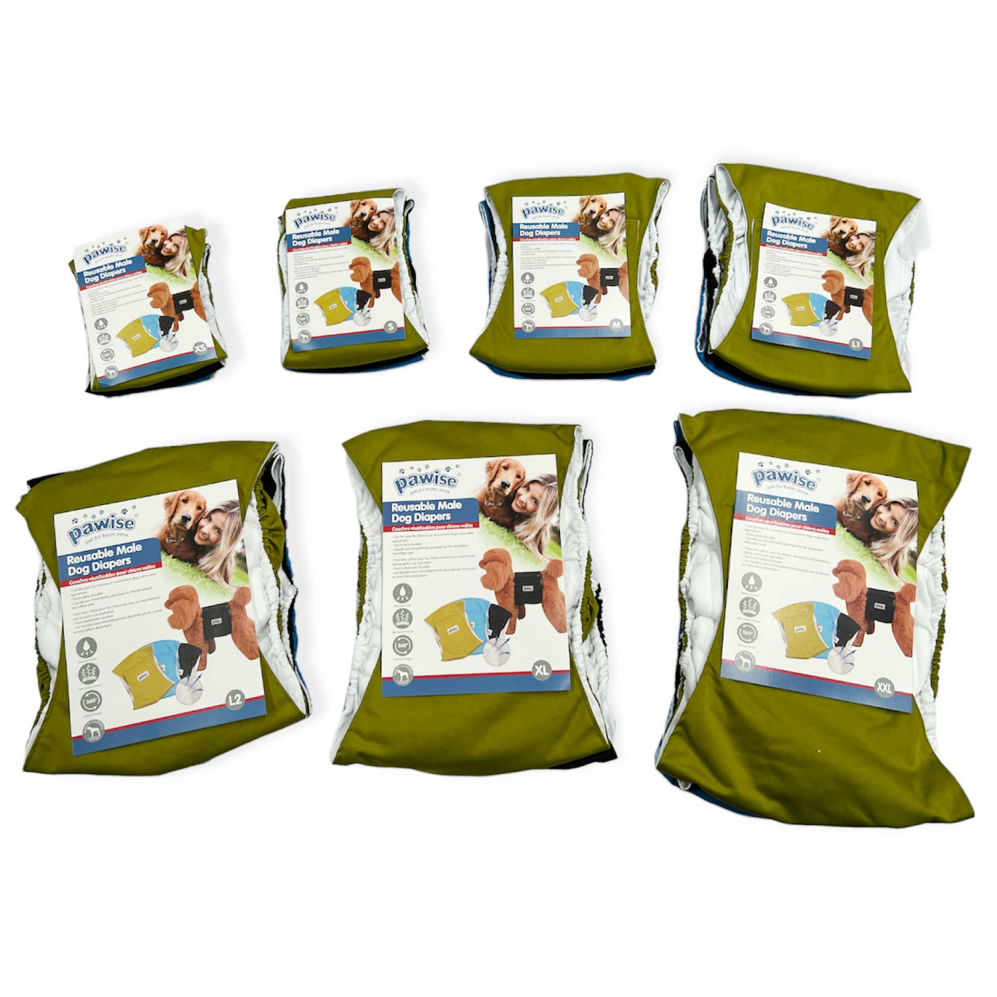 Reusable Male Dog Diapers 3 Pack - Puppy Training Wraps Potty Belly Band Nappies-2