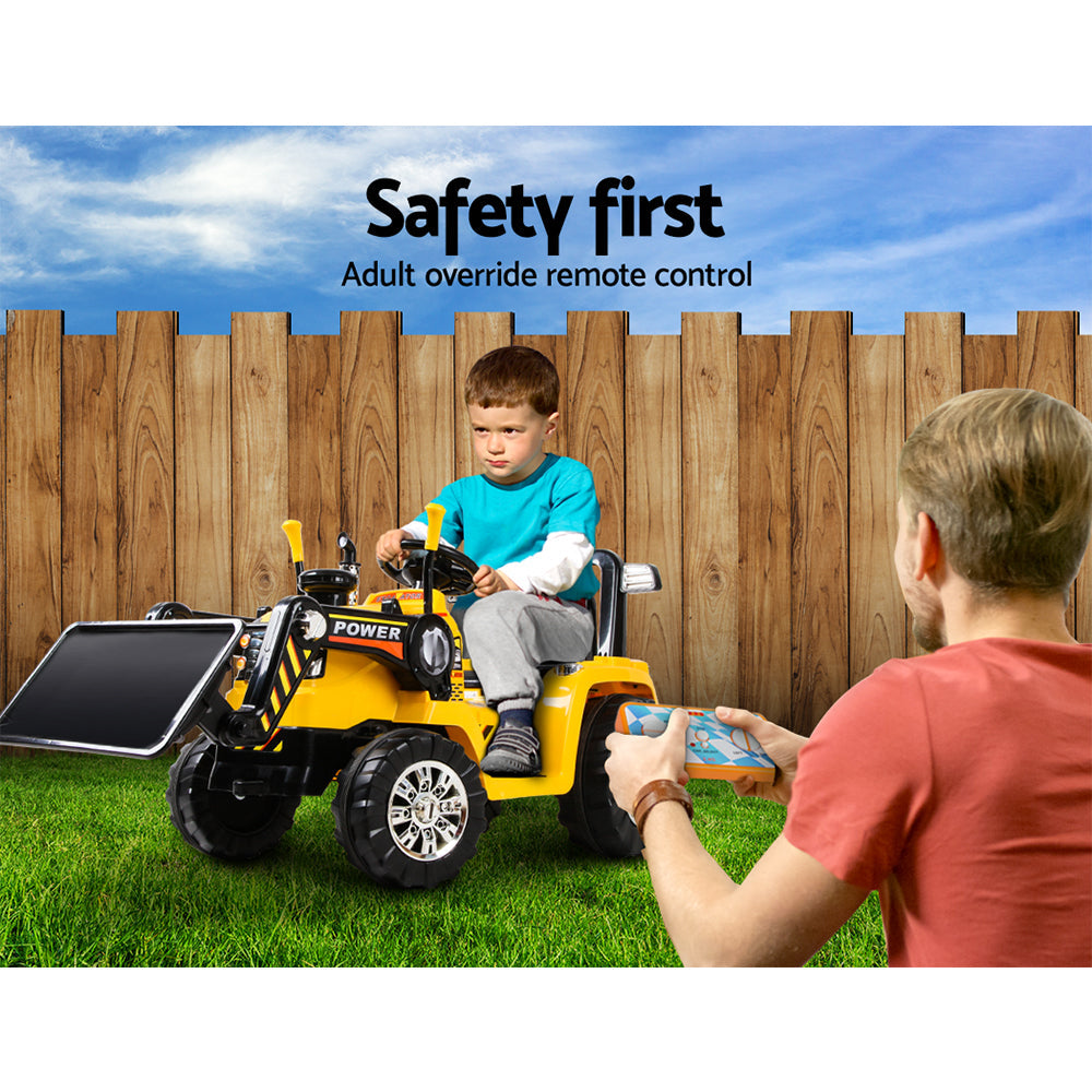 Rigo Kids Ride On Bulldozer Digger Electric Car Yellow-10