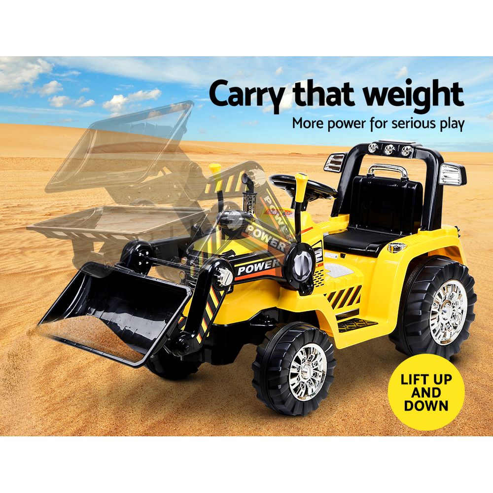 Rigo Kids Ride On Bulldozer Digger Electric Car Yellow-11