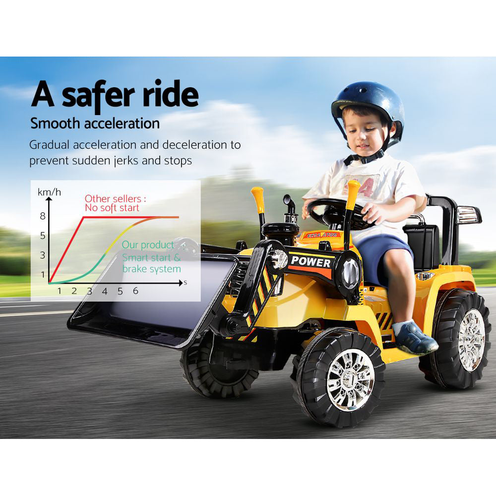 Rigo Kids Ride On Bulldozer Digger Electric Car Yellow-12