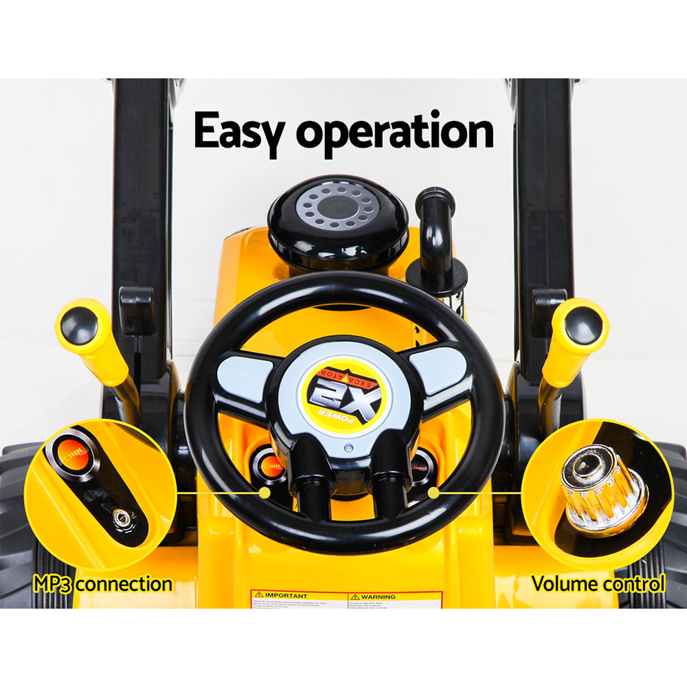 Rigo Kids Ride On Bulldozer Digger Electric Car Yellow-8