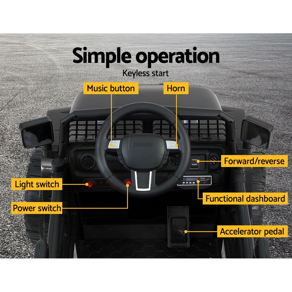 Rigo Kids Ride On Car Electric 12V Car Toys Jeep Battery Remote Control Black-6