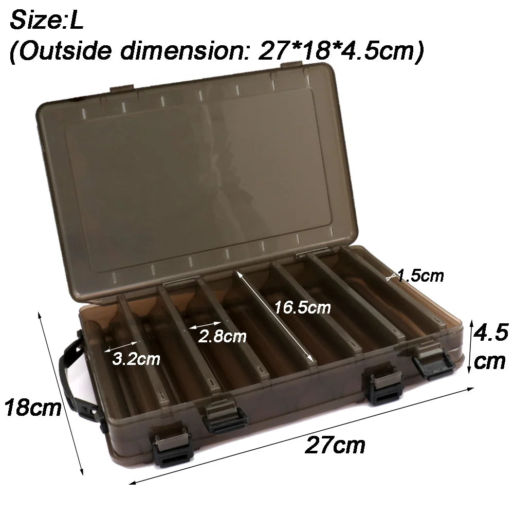 Large Fishing Tackle Boxes Double Layer Portable Lure Storage Multi Compartments Gear Tool Box Carry Plastic Case Bait Container
