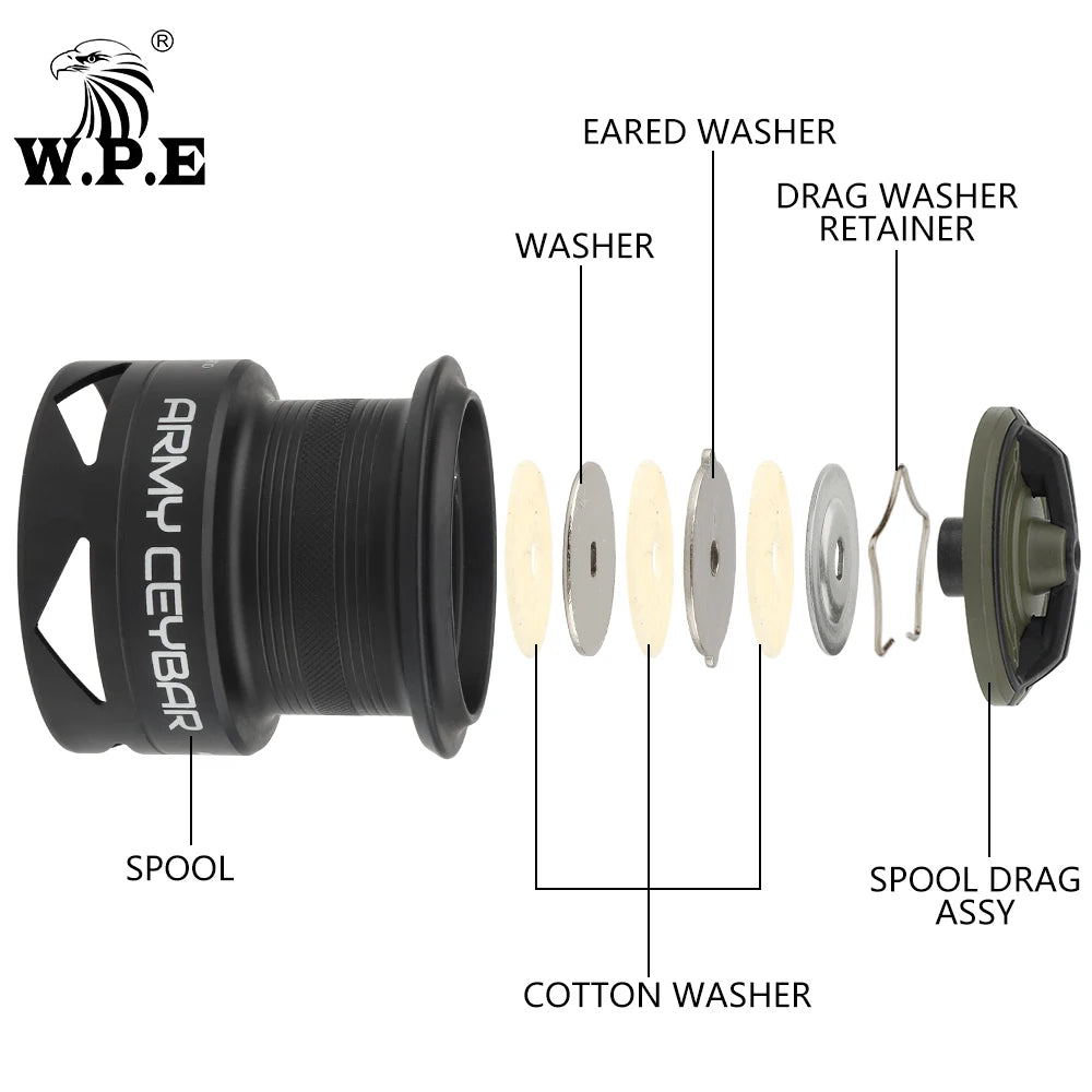 W.P.E AC Spinning Reel 5000/6000 Ball Bearings 7+1 High Gear Ratio 5.1:1 Carp Feeder Fishing Reel Full Matel Line Spool Tackle