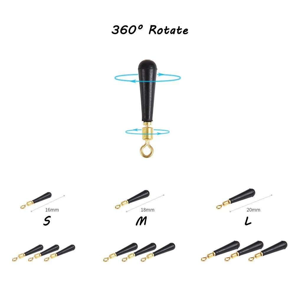20pcs/Lot 360° Rotation Drift Fishing Float Rubber Copper Head Fishing Gear Block Bobber Buoy Float Seat Rest Accessories Tackle