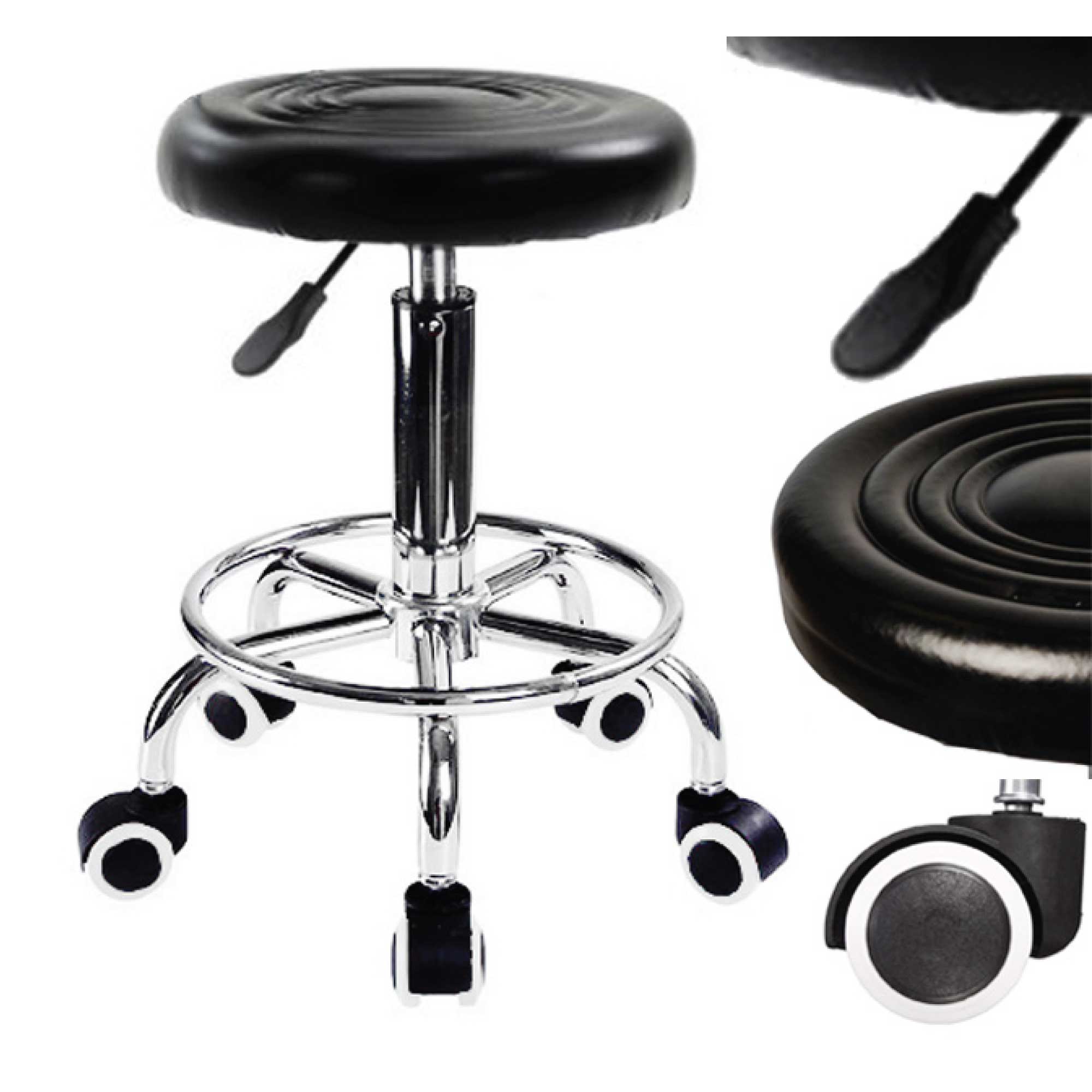 Salon Stool - Adjustable Swivel Chair with Footrest Pedicure Beauty Hairdressing-3