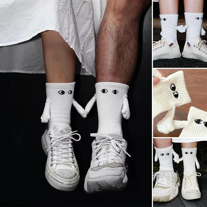 Hand In Hand Magnetic Holding Hands Socks Mid-tube Magnetic Three-dimensional Doll Socks Magnetic Holding Hands Socks