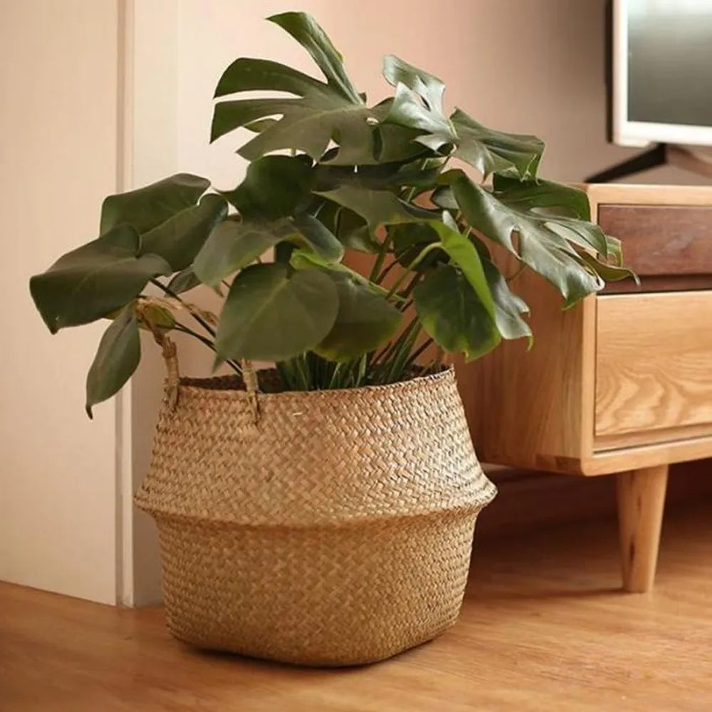 Seaweed Wicker Basket Rattan Hanging Flower Pot Dirty Clothes Basket Storage Basket Cesta Mimbre Basket Picnic Basket
