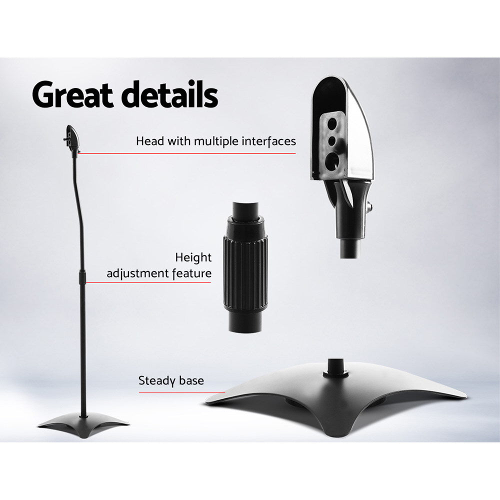 Set of 2 112CM Surround Sound Speaker Stand - Black-4