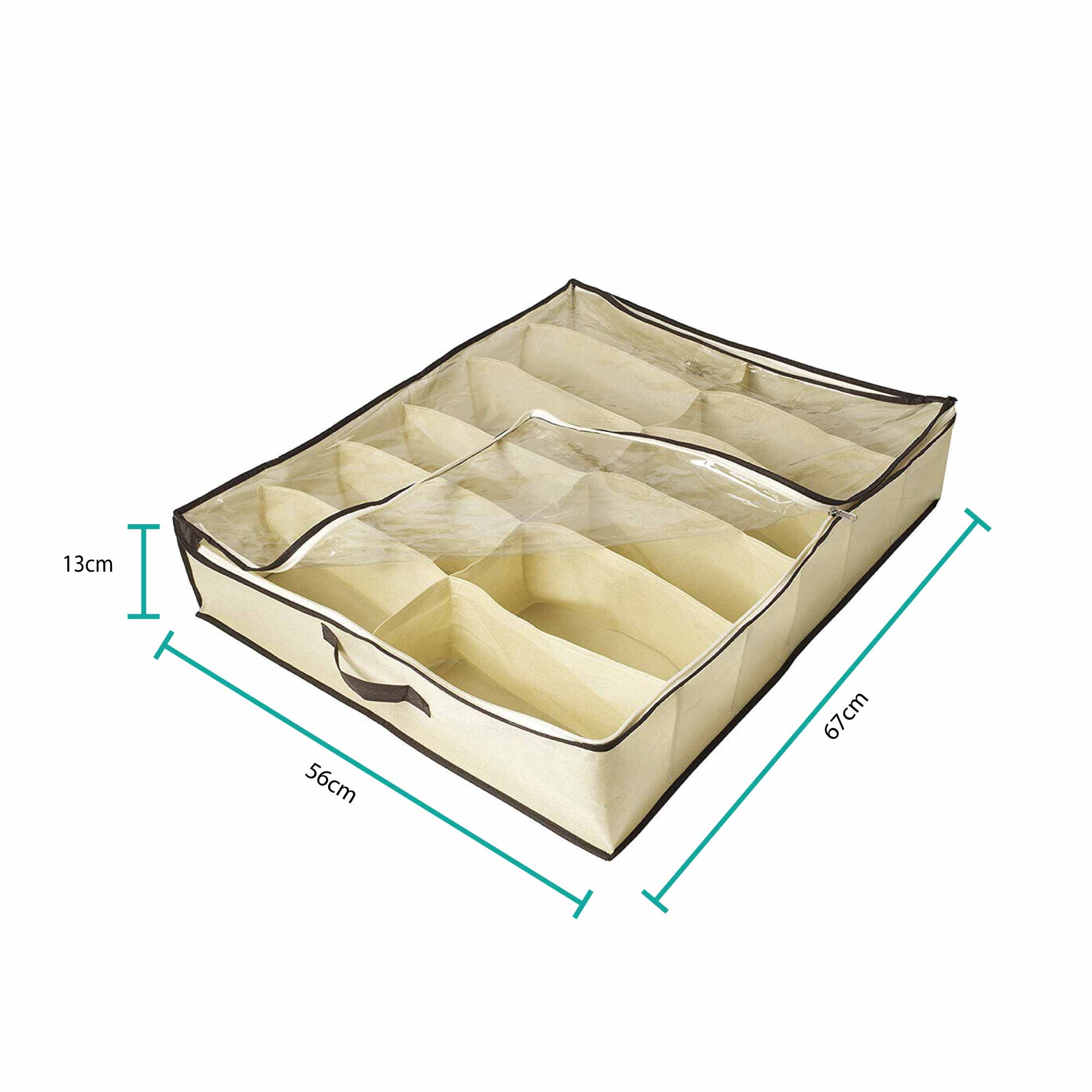 Shoe Organiser 12 Pair Under Bed Storage Zippered Breathable Wardrobe Closet Bag-1