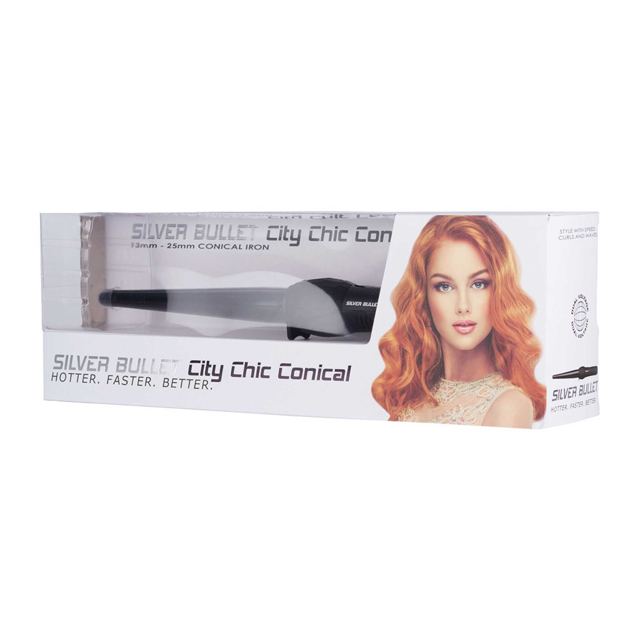 Silver Bullet City Chic Ceramic Conical Iron 13mm-25mm Regular Hair Curling Wand-1