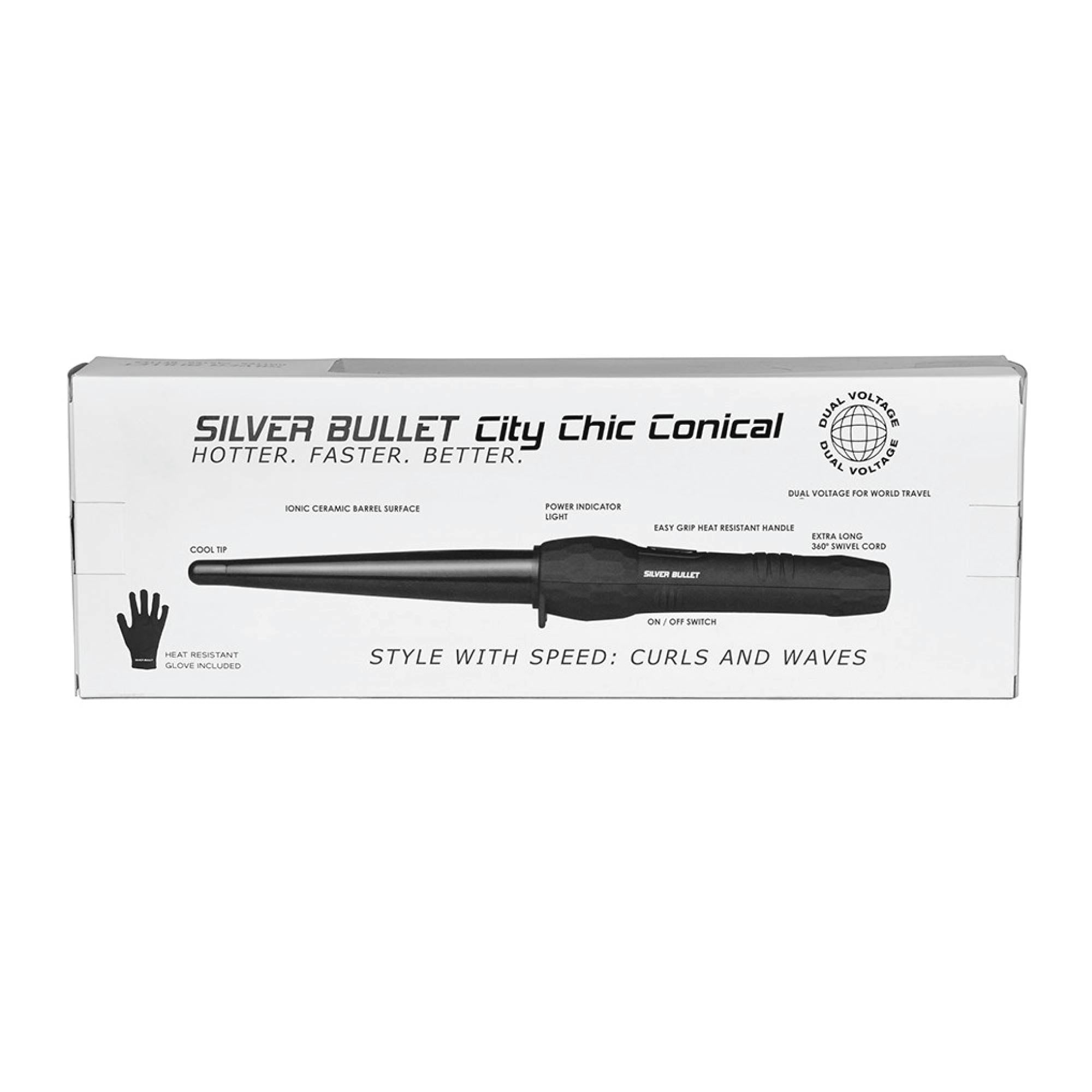 Silver Bullet City Chic Ceramic Conical Iron 13mm-25mm Regular Hair Curling Wand-2