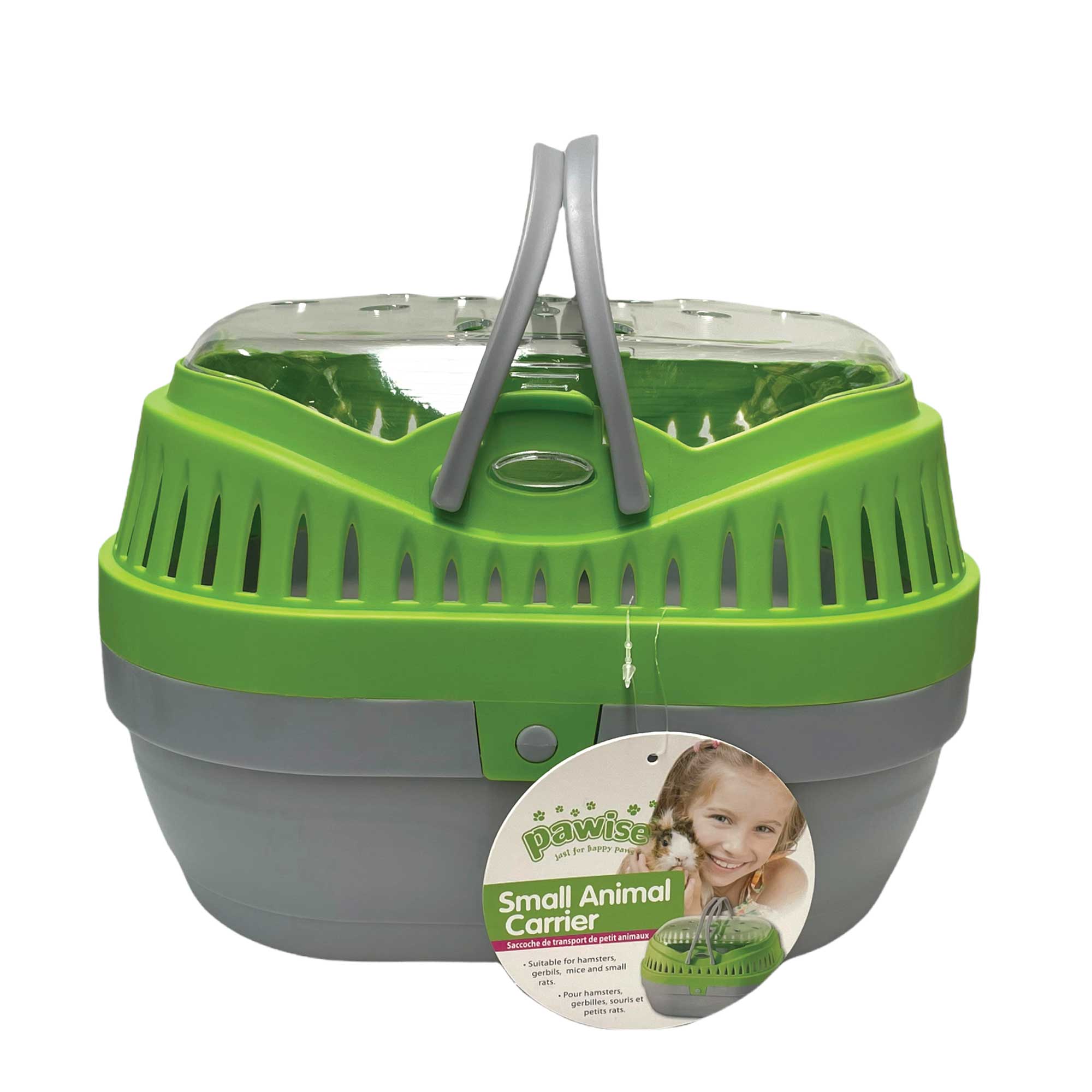 Small Pet Carrier Green Plastic Guinea Pig Mouse Hamster Rat Animal Travel Cage-1