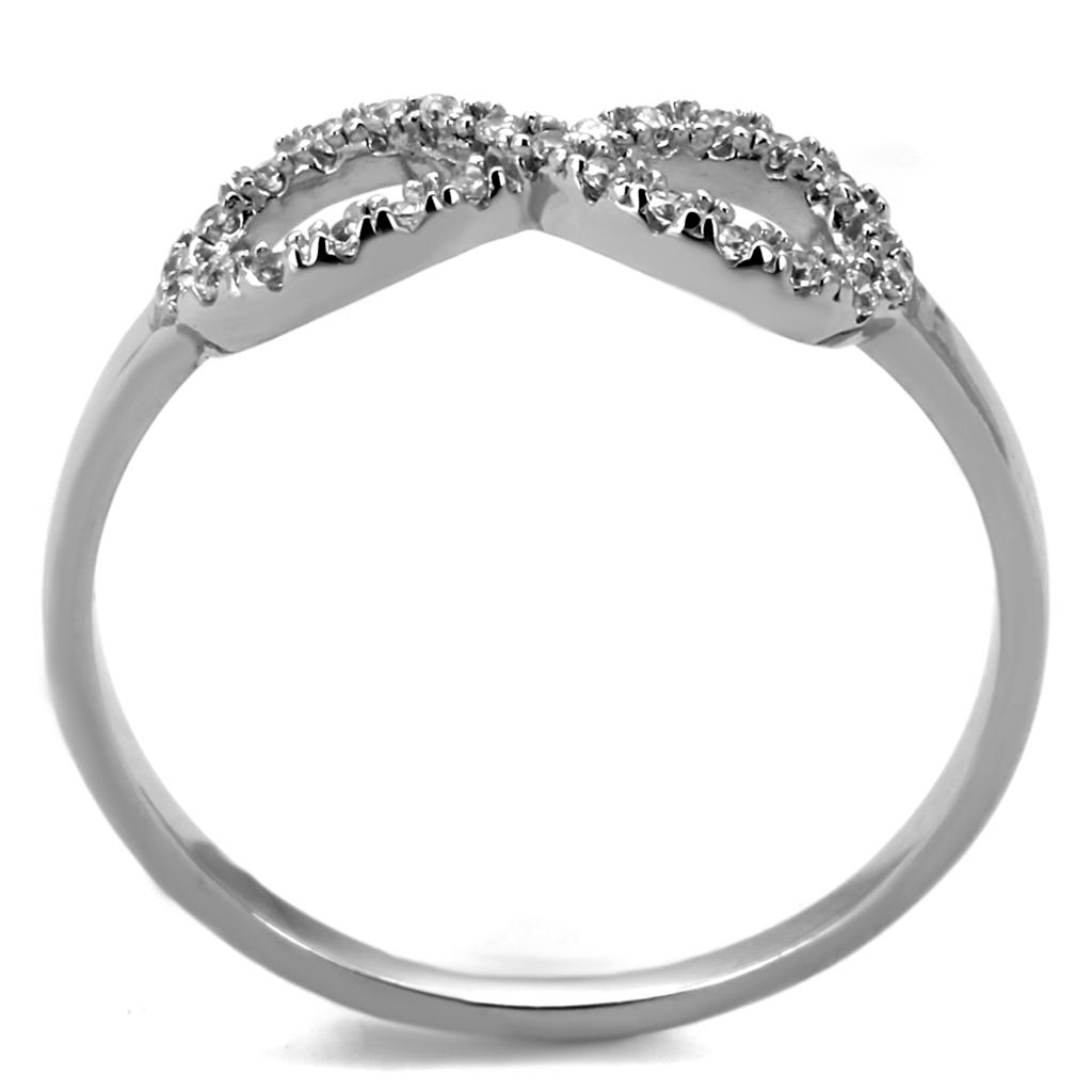 TS487 - Rhodium 925 Sterling Silver Ring with AAA Grade CZ in Clear