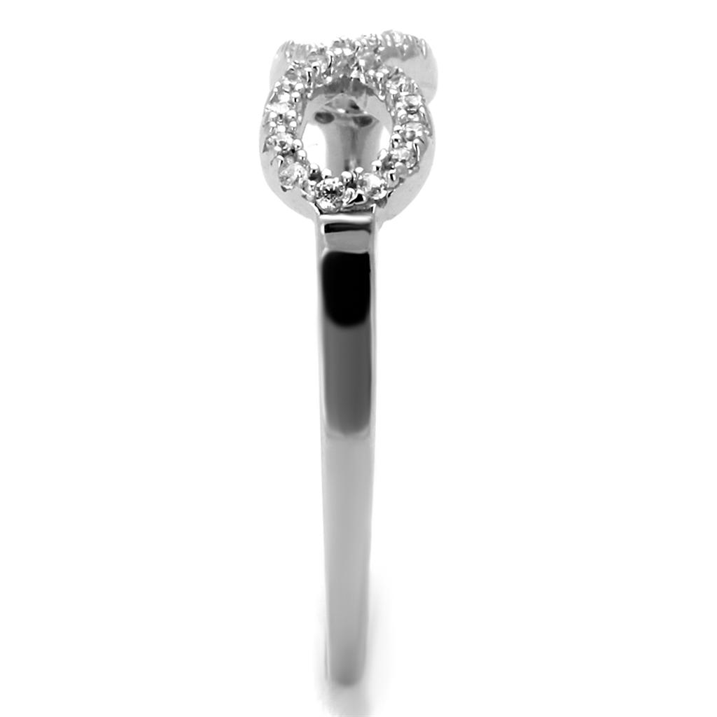 TS487 - Rhodium 925 Sterling Silver Ring with AAA Grade CZ in Clear