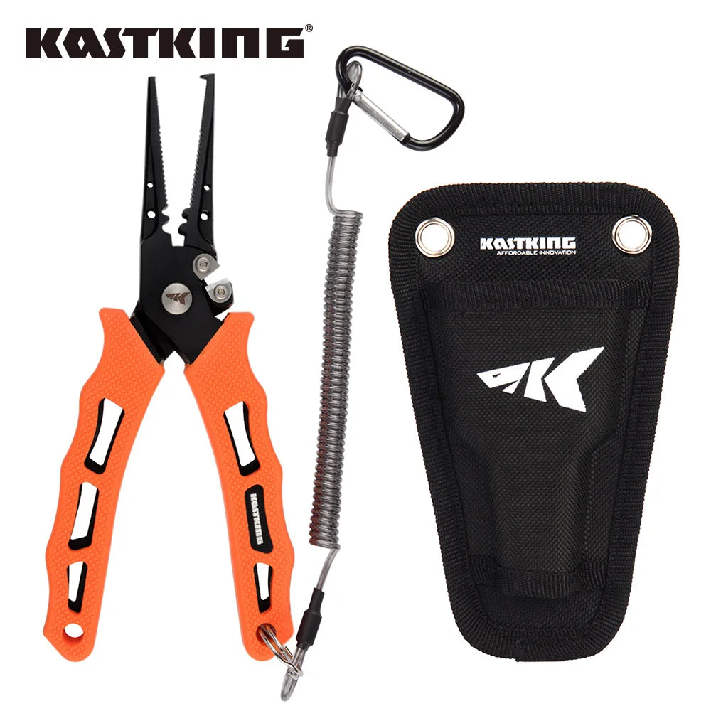 KastKing 420 Stainless Steel Fishing Pliers Tungsten Carbide Braid Cutters Crimper Hook Remover Saltwater Resistant Fishing Gear