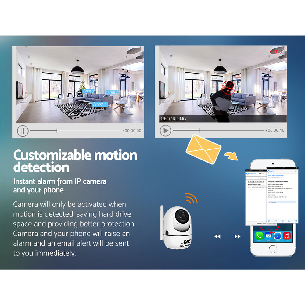 UL-TECH 1080P Wireless IP Camera CCTV Security System Baby Monitor White-5