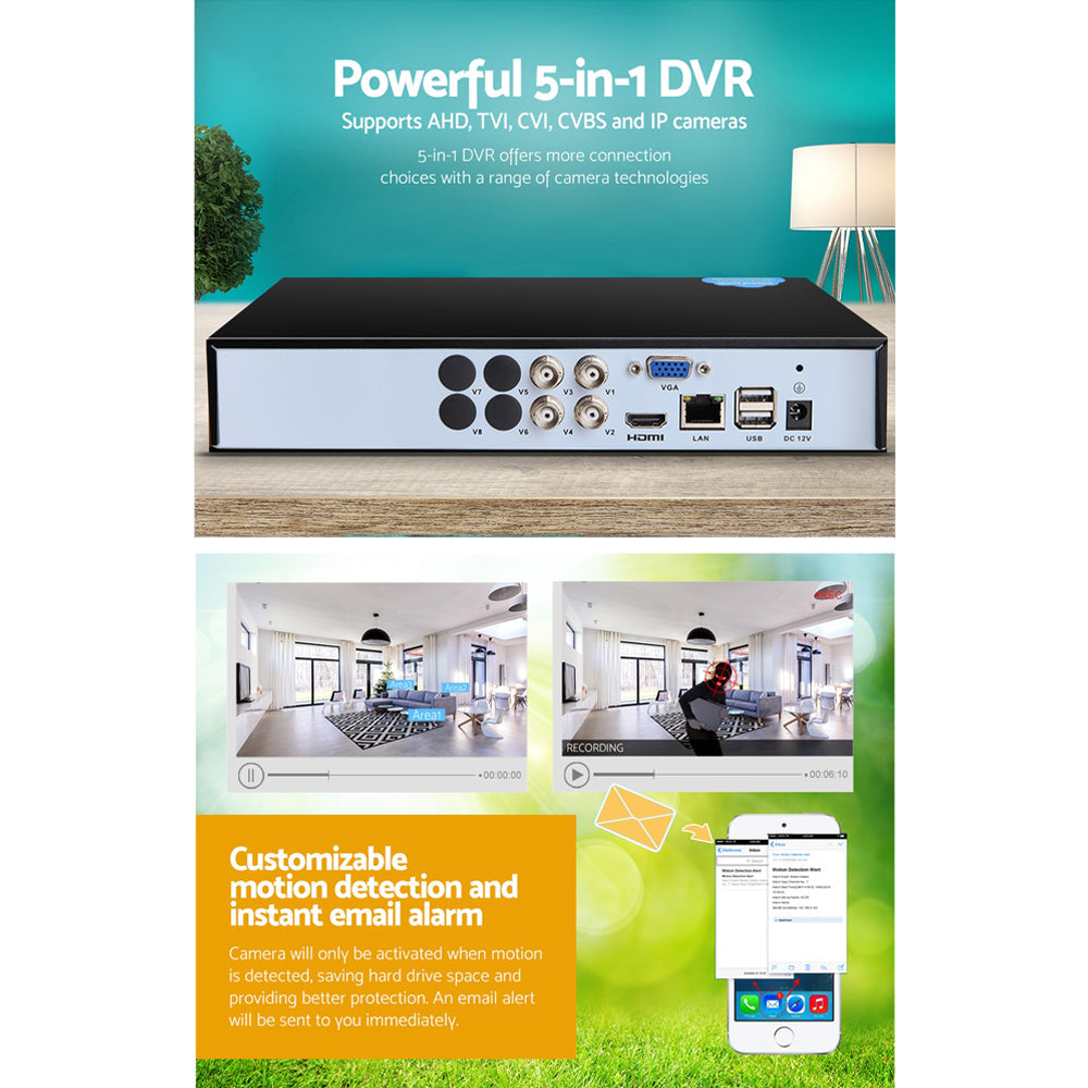 UL-TECH 5 IN 1 4CH DVR Video Recorder CCTV Security System HDMI 1080P-4