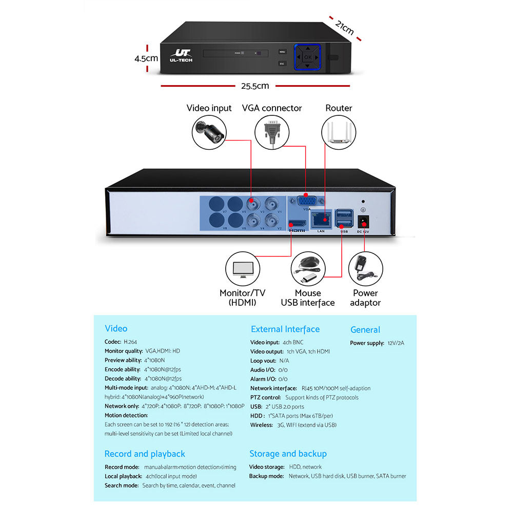 UL Tech 1080P 4 Channel CCTV Security Camera-4
