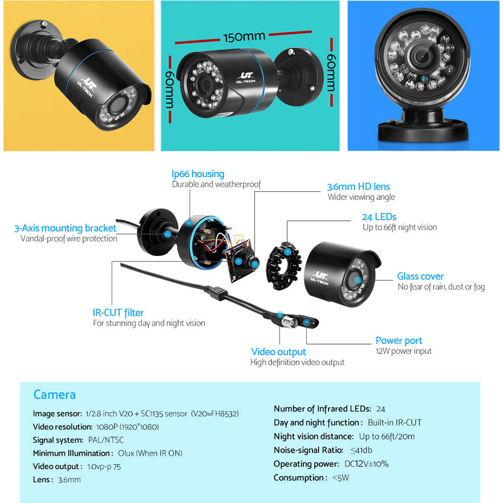 UL Tech 1080P 4 Channel CCTV Security Camera-5