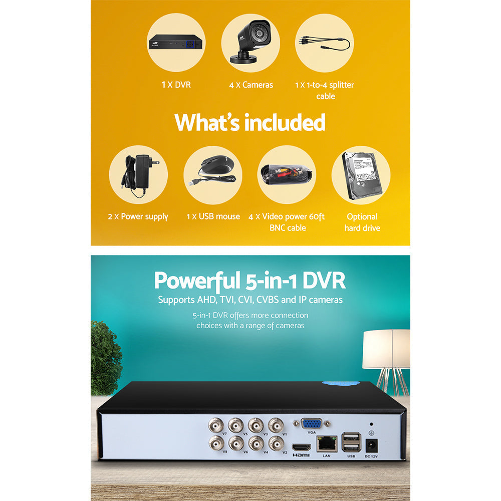 UL-Tech CCTV Security System 2TB 8CH DVR 1080P 4 Camera Sets-3